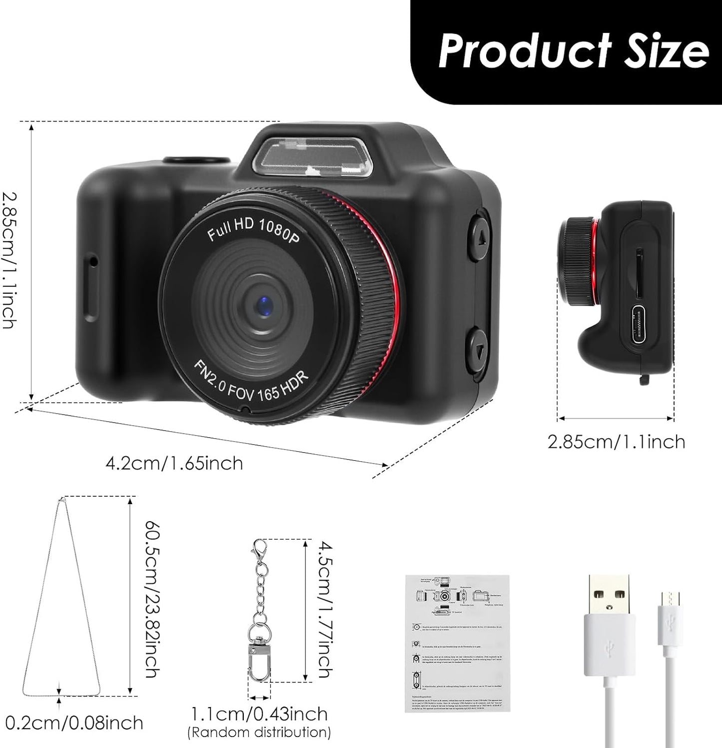 Fizocosisto 1080P Mini Camera Video, Mini Keychain Digital Camera Pocket Size,Recorder with Long Battery Life