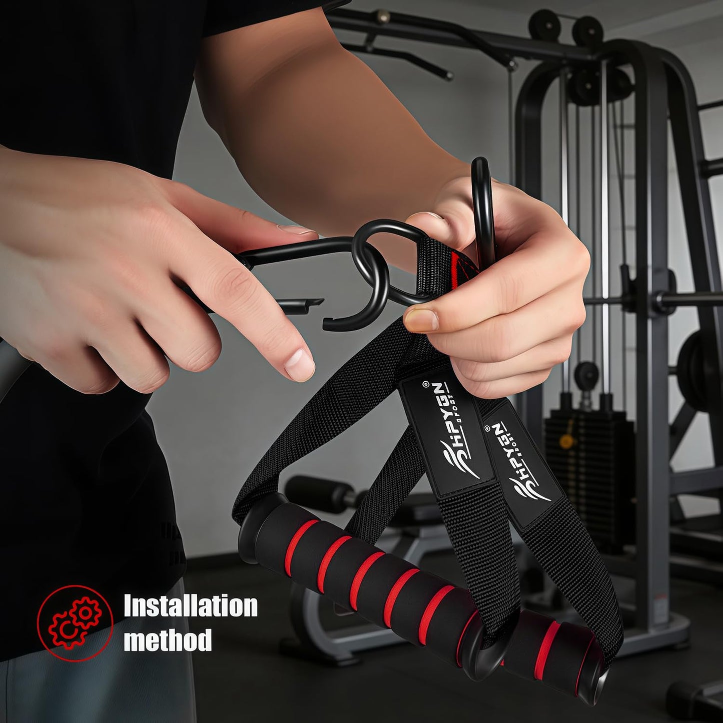 HPYGN Exercise Handles, Replacement Fitness Equipment for Pilates,Yoga,Strength Trainer, Heavy Duty Comfortable Cable Handle Compatible With High Bearing Capacity Pulley Handles, Pull Down Home Gym
