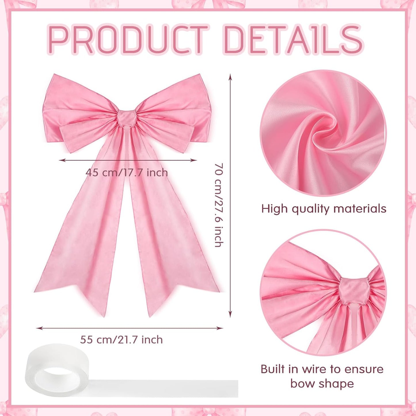 Skiennix Large Pink Coquette Bow - 27.6 x 21.7 Inches | Perfect for Birthday & Bridal Showers