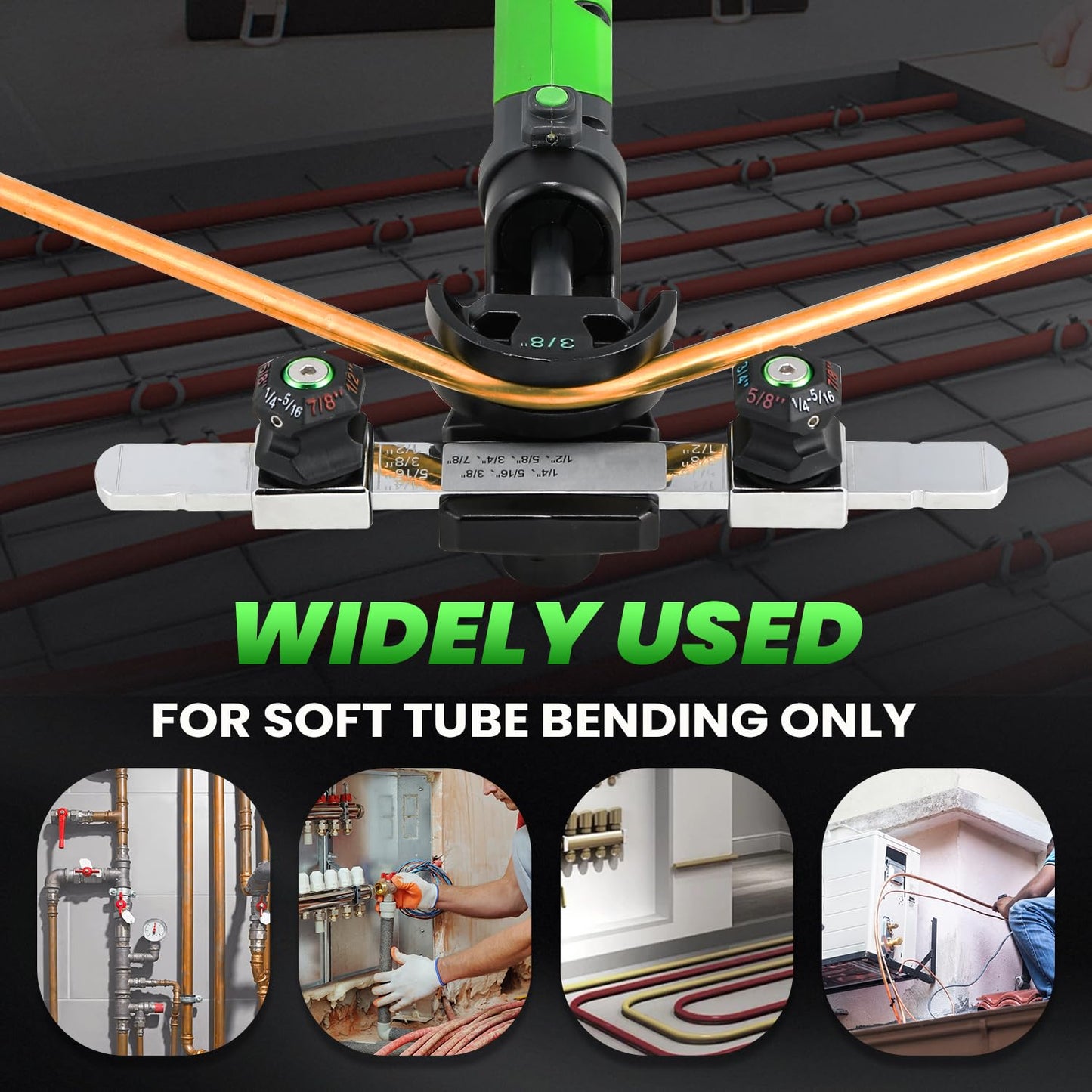 NEWTRY Electric Tube Bender for Soft Copper Tubing 12V Power Tubing Battery 1/4"-7/8" Copper Tube Bender with & 2200mah Battery Tubing Bender for HVAC Automobiles Hydraulic Systems