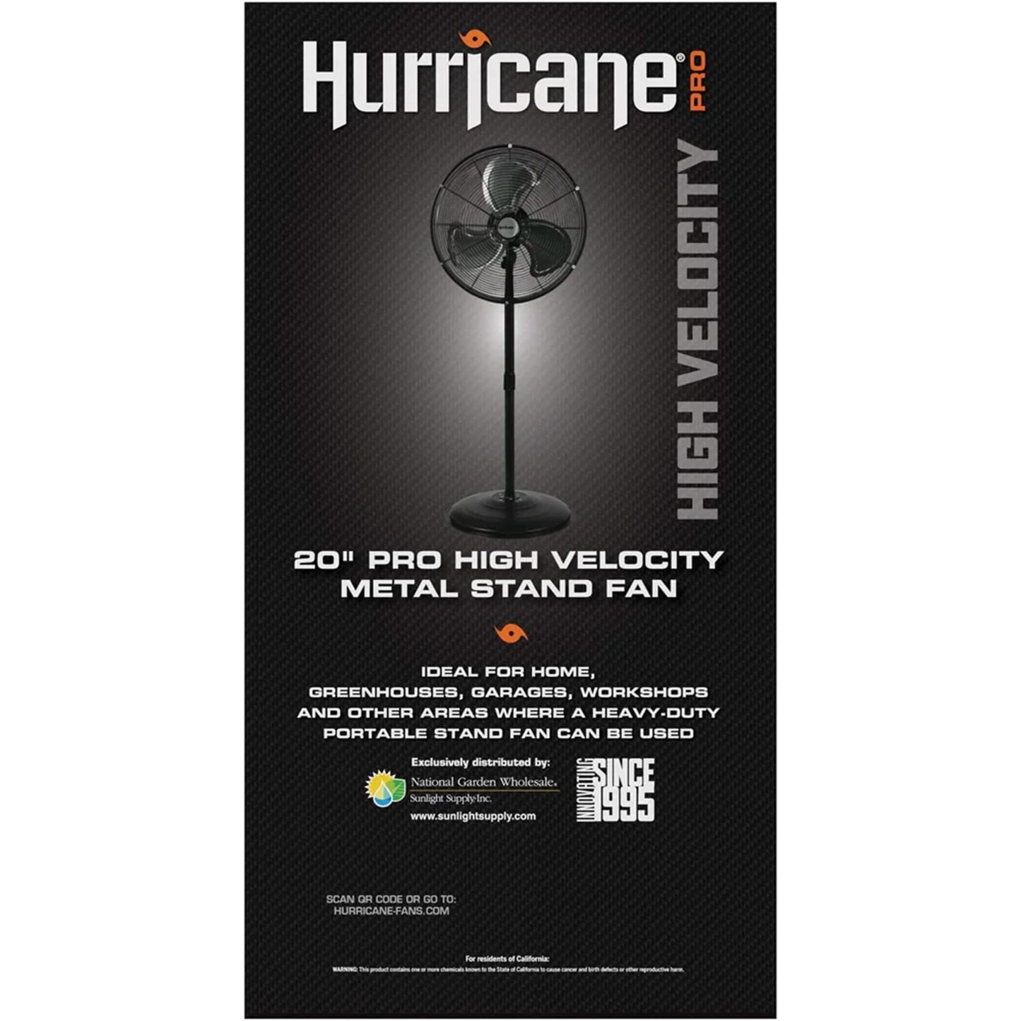 Hurricane Pro High-Velocity Oscillating Metal Stand Fan w/ 3-Speed Setting, 20" - Heavy-Duty Cooling Pedestal Unit w/ 4500 CFM, Adjustable Tilt & Height for Home, Garage, Gym & Workshop