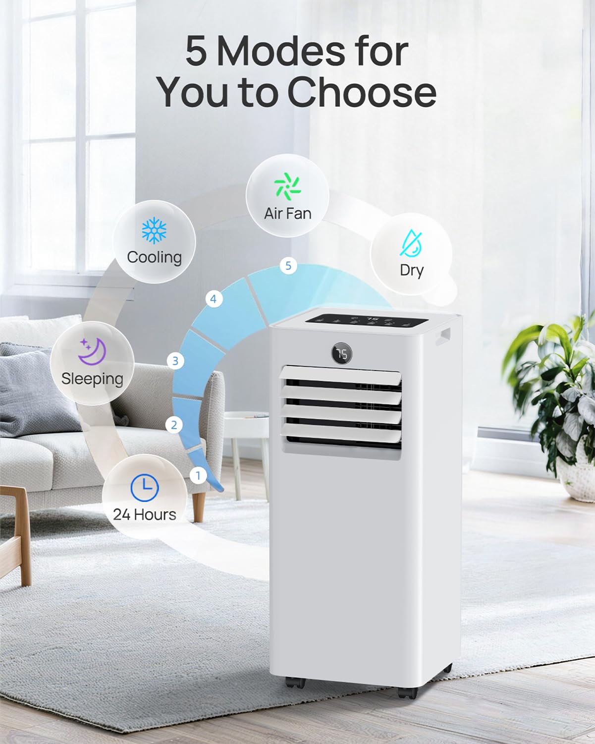 CKEARO Portable Air Conditioner 16,000 Btu Smart AC Unit with WiFi APP Control for Large Rooms Up to 750 Sq.Ft, Fast Cooling, Dehumidifier, Fan, Quiet 36dB Sleep Mode 24H, Window Kits for Room Indoors