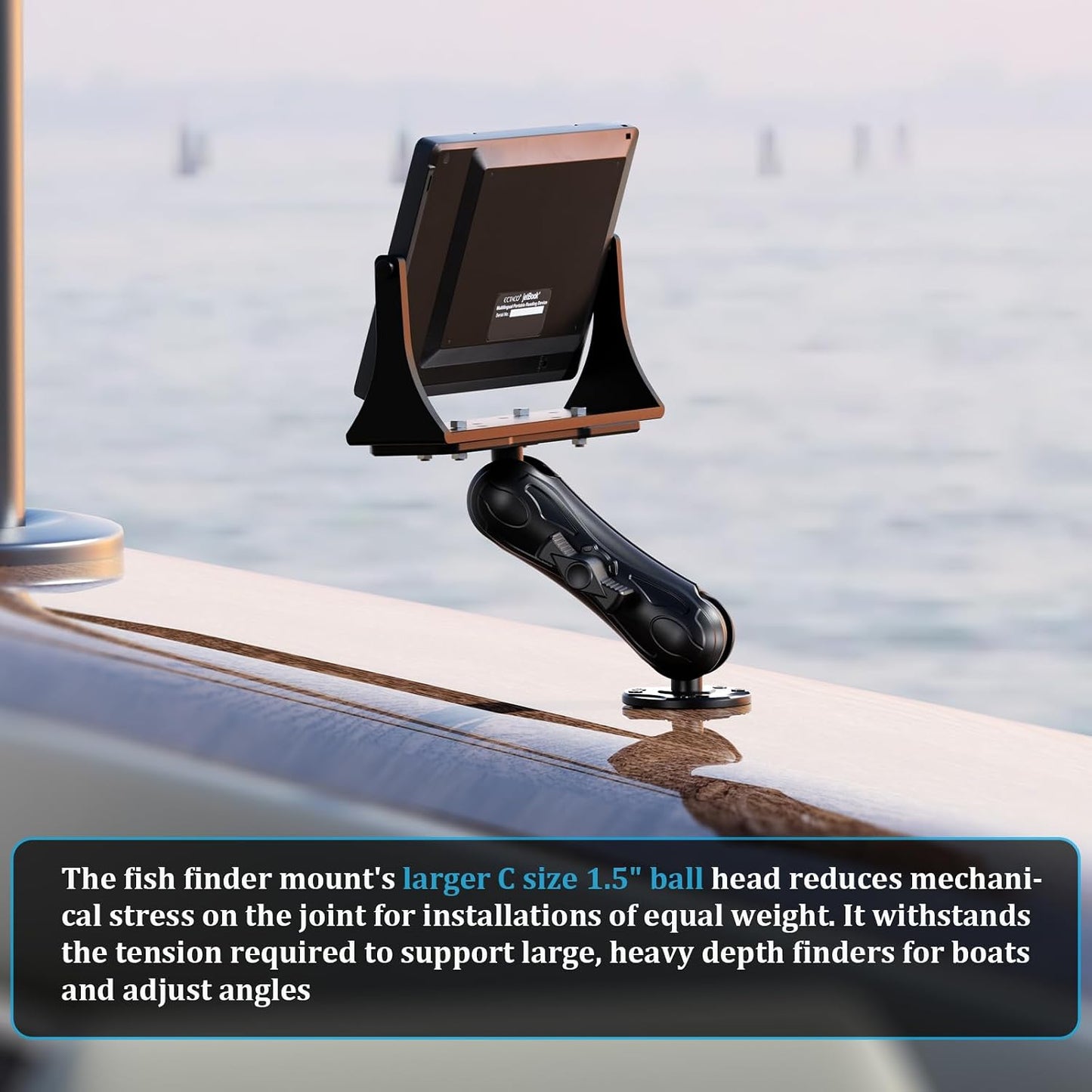 LOKTENWO 1.5" 5.7" Humminbird, Aluminum Alloy Fish Finder Mount Base with C Size Ball Rectangle Plate & Medium Arm