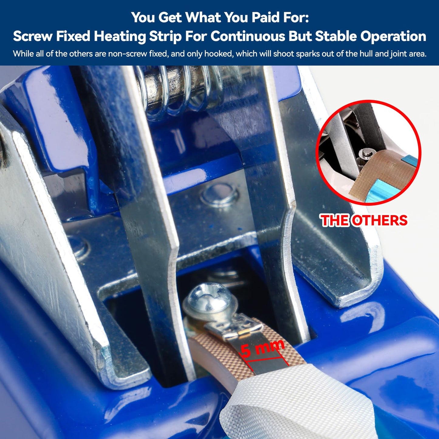 LinsnField Sealer Pro - 16 inch Impulse Heat Sealer - 5mm Sealing Width - Manual Heat Sealer Machine for All Bags - Most Heavy Duty for Strong, Secure Sealing for Long Term Food Storage, Deep Blue