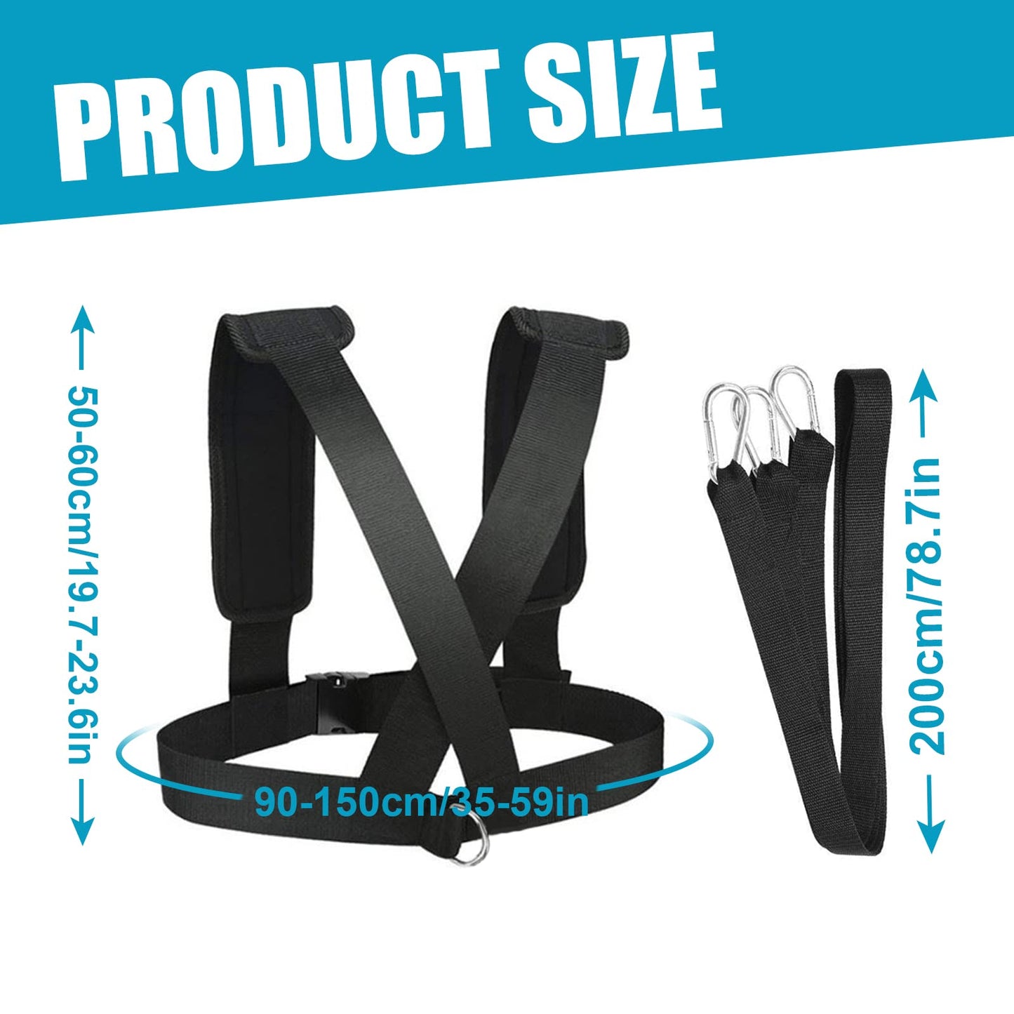 YNXing Sled Harness Workout Resistance and Assistance Trainer Physical Training Resistance Rope Kit Improving Stamina and Strength (6.6FT)
