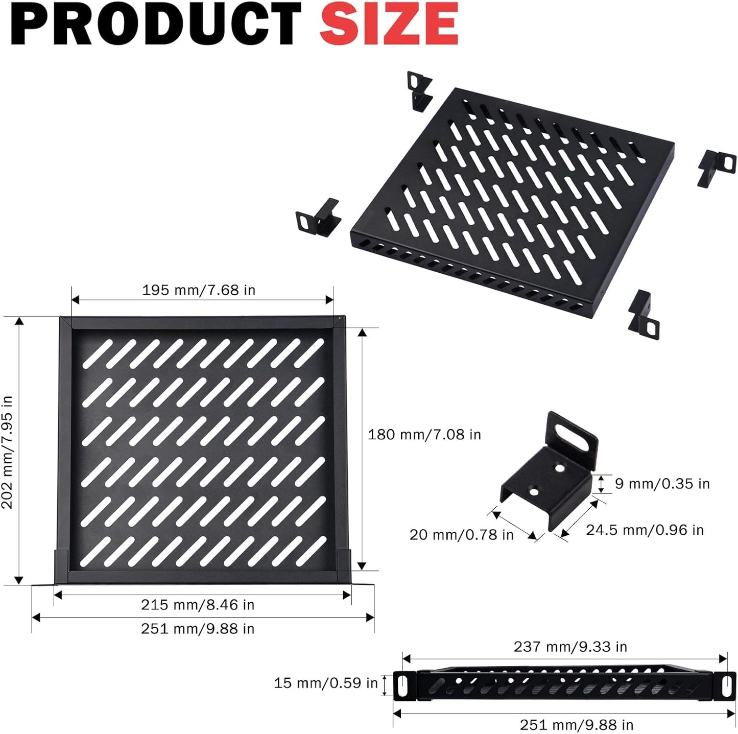GeeekPi 10 inch 0.5U T1/T0 10inch 55LBS High Duty Vented Rack Shelf for DeskPi RackMate Network Cabinet/ Server Rack