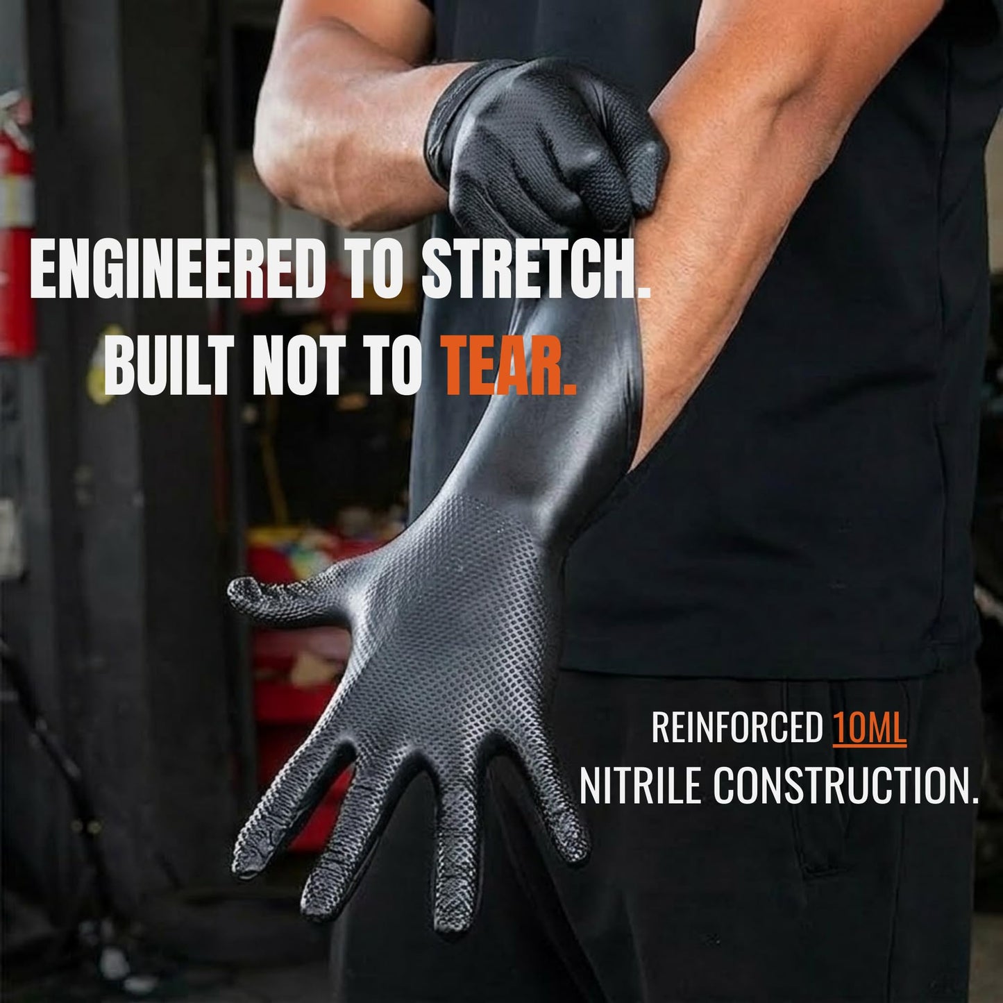 HEAVY DUTY 10 Mil Black 3D Diamond Texture Nitrile Disposable Gloves, 1000 Count Bulk, Food Safe Mechanic Gloves with Raised Diamond Grip, Latex Free, Powder Free, Mechanic Grade, Industrial Strength