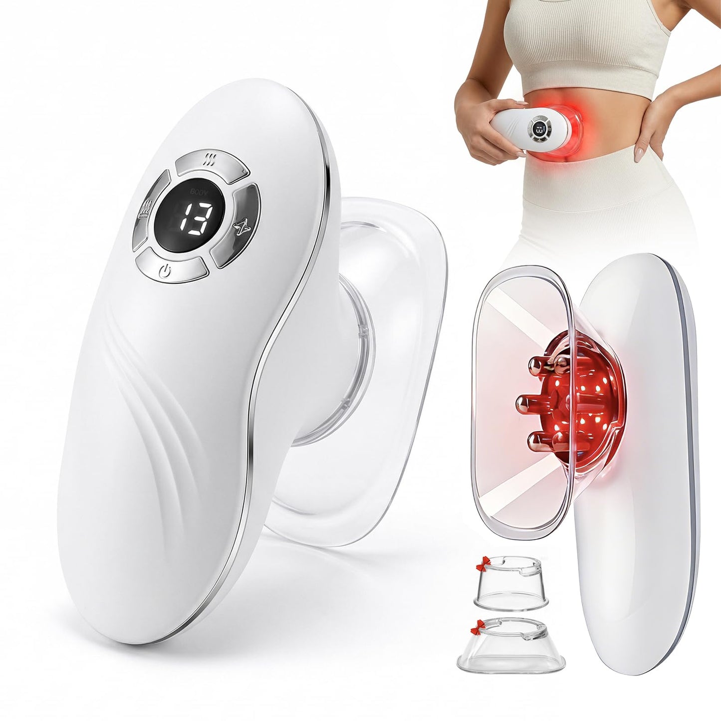Poeruo 5-in-1 Face & Body Sculpting Machine, Gua Sha & Vacuum Cupping Massager, Lymphatic Drainage, Anti-Cellulite & Skin Firming Care for Belly, Arms, Legs, Waist & Back
