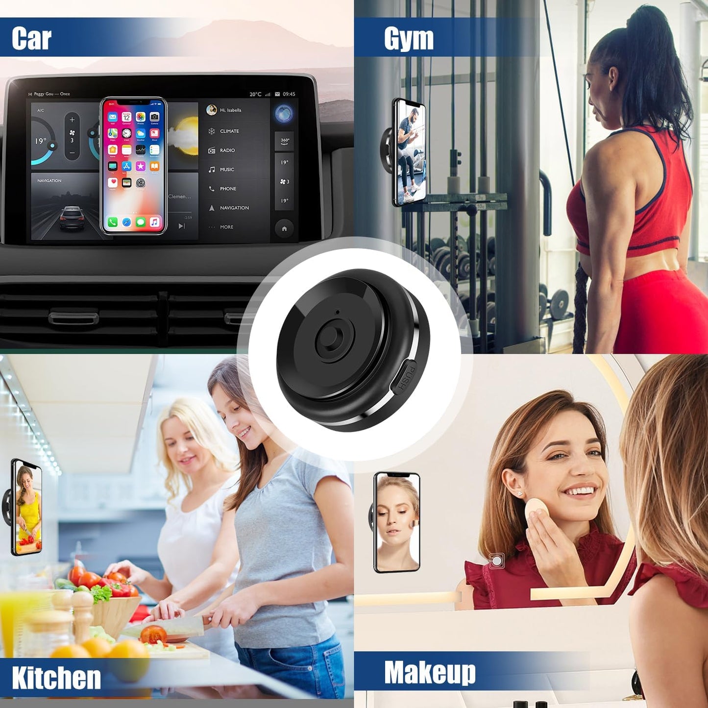 ACCTOLF 12/13/14/15 Magnetic Suction Phone Mount, Magnetic Car Suction Cup Holder for Car/Gym/Mirror/All Smooth