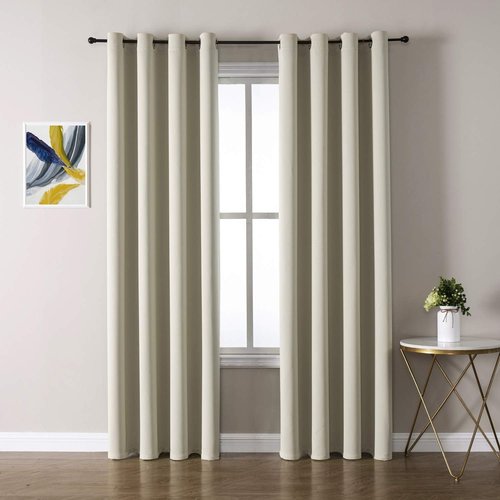 ChrisDowa Blackout Curtains - Thermal Insulated Room Darkening Panels, 108 Inches Long, Beige (Set of 2)