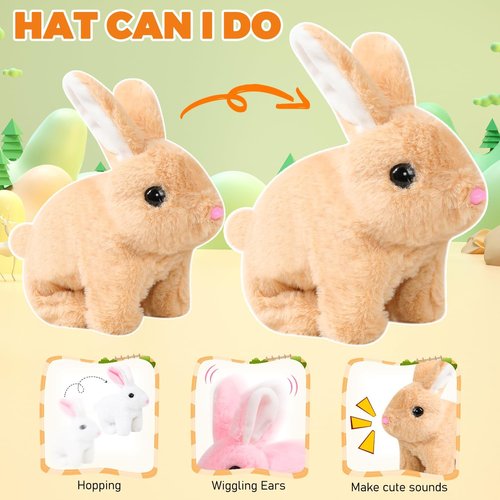 Bunby Realistic Rabbit Toy - Interactive Plush Bunny with Lifelike Movements | Easter Gift (White)