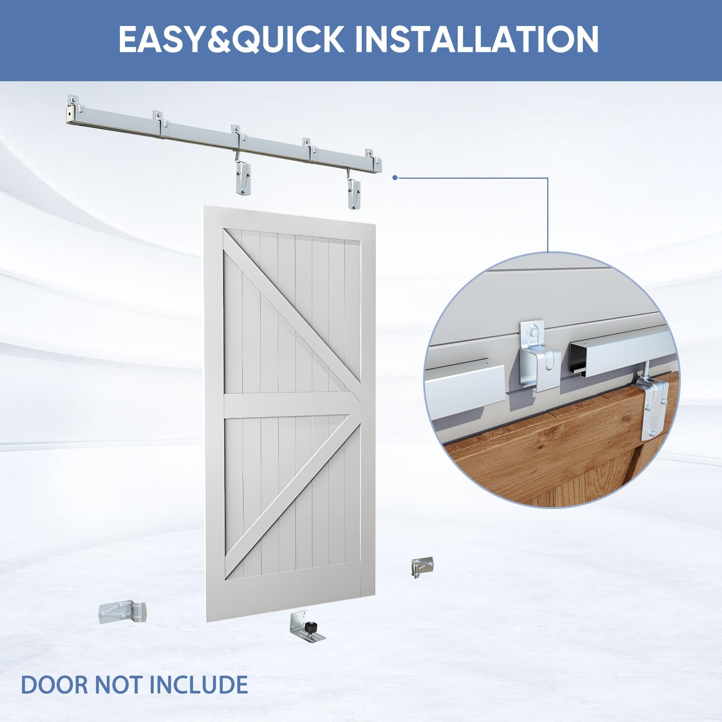 BARNSMITH 8FT Exterior Barn Door Hardware, Sliding Barn Door Hardware Kit Heavy Duty Barn Door Track for Outdoor Use(NO Door, Hardware Only)