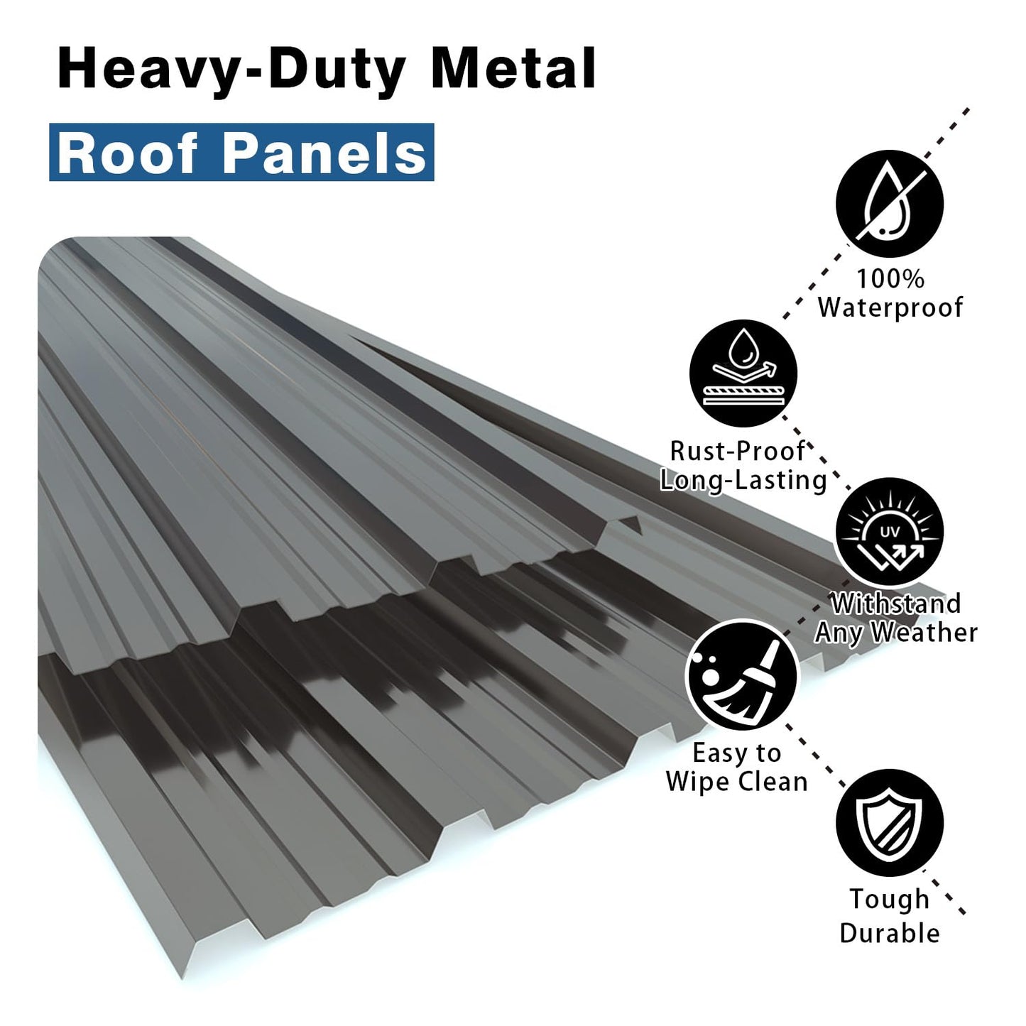 Vigo huseeo 15 PCS 120 sq.ft Metal Roofing Panels, 61.02 * 18.9in Corrugated Galvanized Roof Panels, Waterproof Siding Panels with 100 Pcs Screws for Garages, Sheds, Stables and Mobile Homes