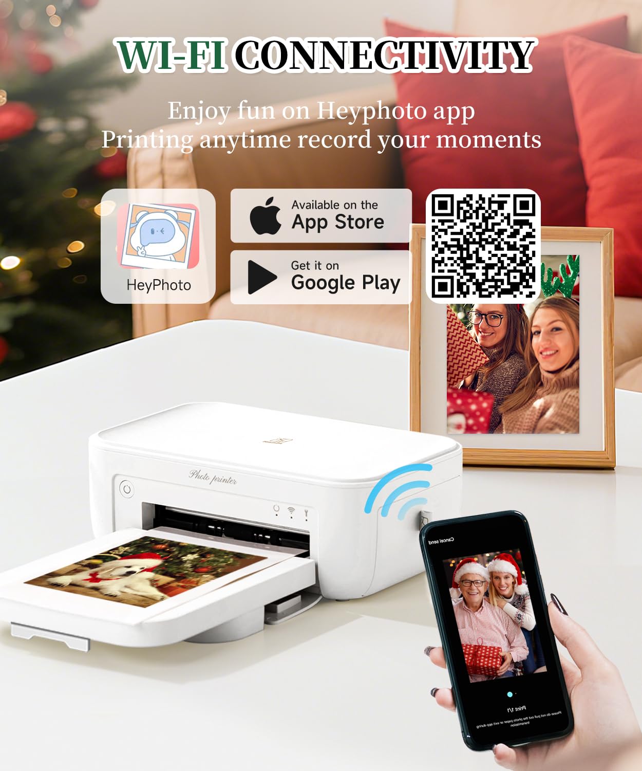 iDPRT 4x6 Photo Printer - 108 Sheets & 2 Ribbon, Instant Picture Printer for iPhone, Android - Thermal Dye Sublimation, WI-Fi Connnecting, Color Photo Printers for Home Use