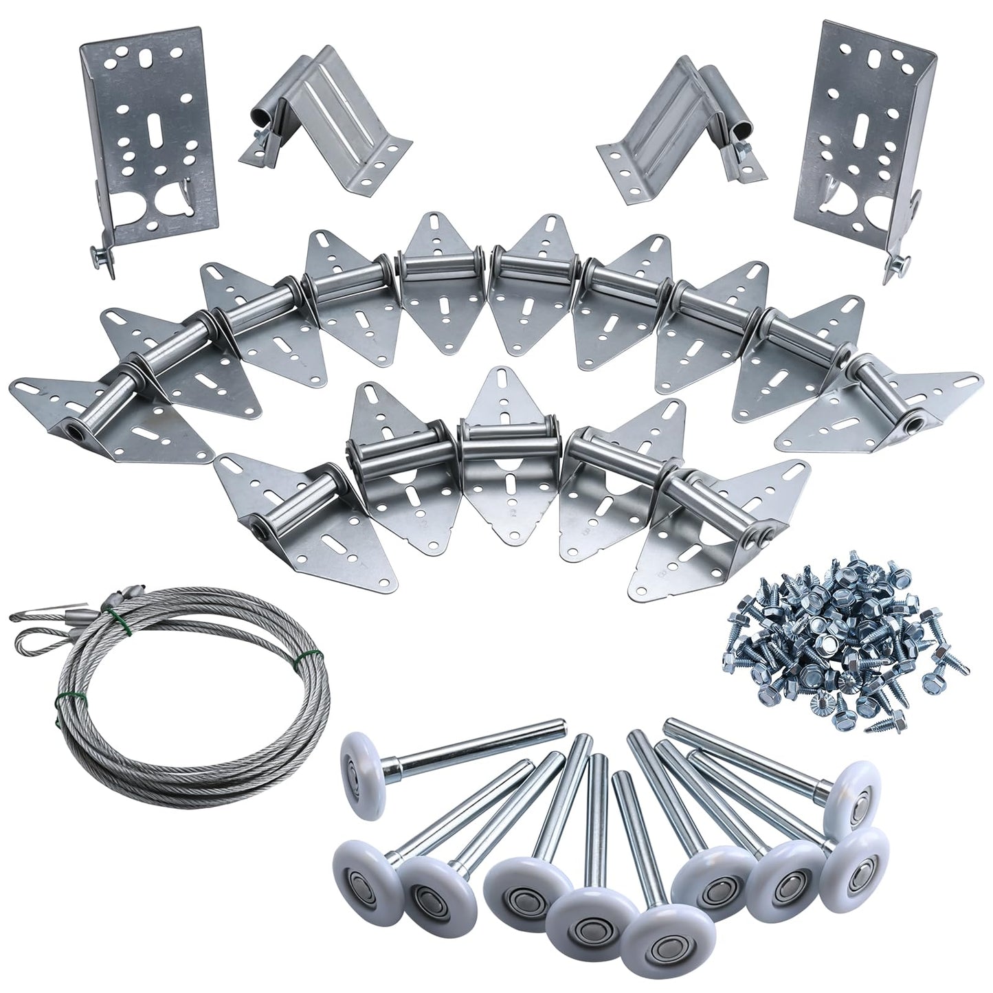 Patioer Garage Door Hardware Kit with Roller, Hinge, Top & Bottom Bracket, Galvanized Cables, Fasteners, for 16'x7' and 18'x7' Double Garage Doors