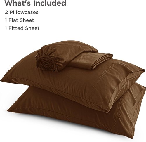 Bedsure King Size Cooling Sheets Set - Breathable Rayon from Bamboo, Soft & Luxurious, Deep Pocket Up to 16 Inches, Brown