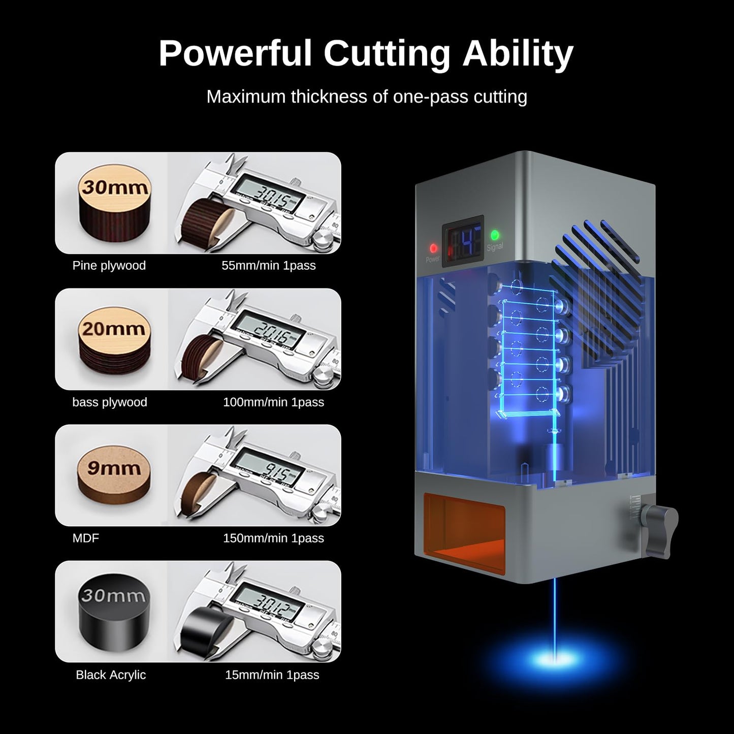 LASER TREE Laser Engraver, 40000mW（40W）Output Power Laser Engraver Machine, High Precision Laser Cutter and Engraver for Wood & Metal Paper Acrylic Glass Leather etc, Class 4 (Basic)