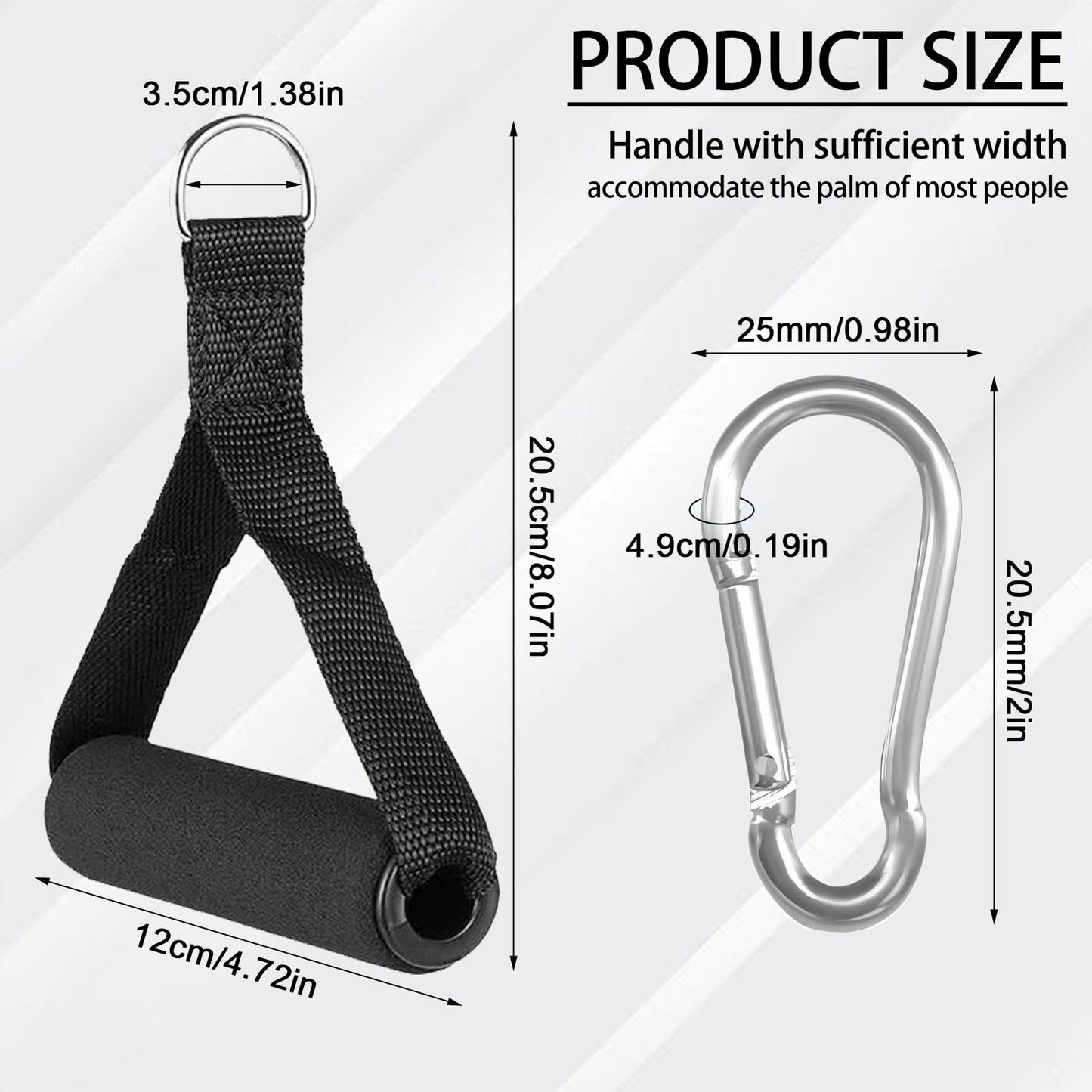 BLMHTWO 4PCS Resistance Band Handles, Heavy Duty Gym Handles Rope Exercise Handle with 4 Carabiners, Workout Handle for Cable Machine Attachment (Black)