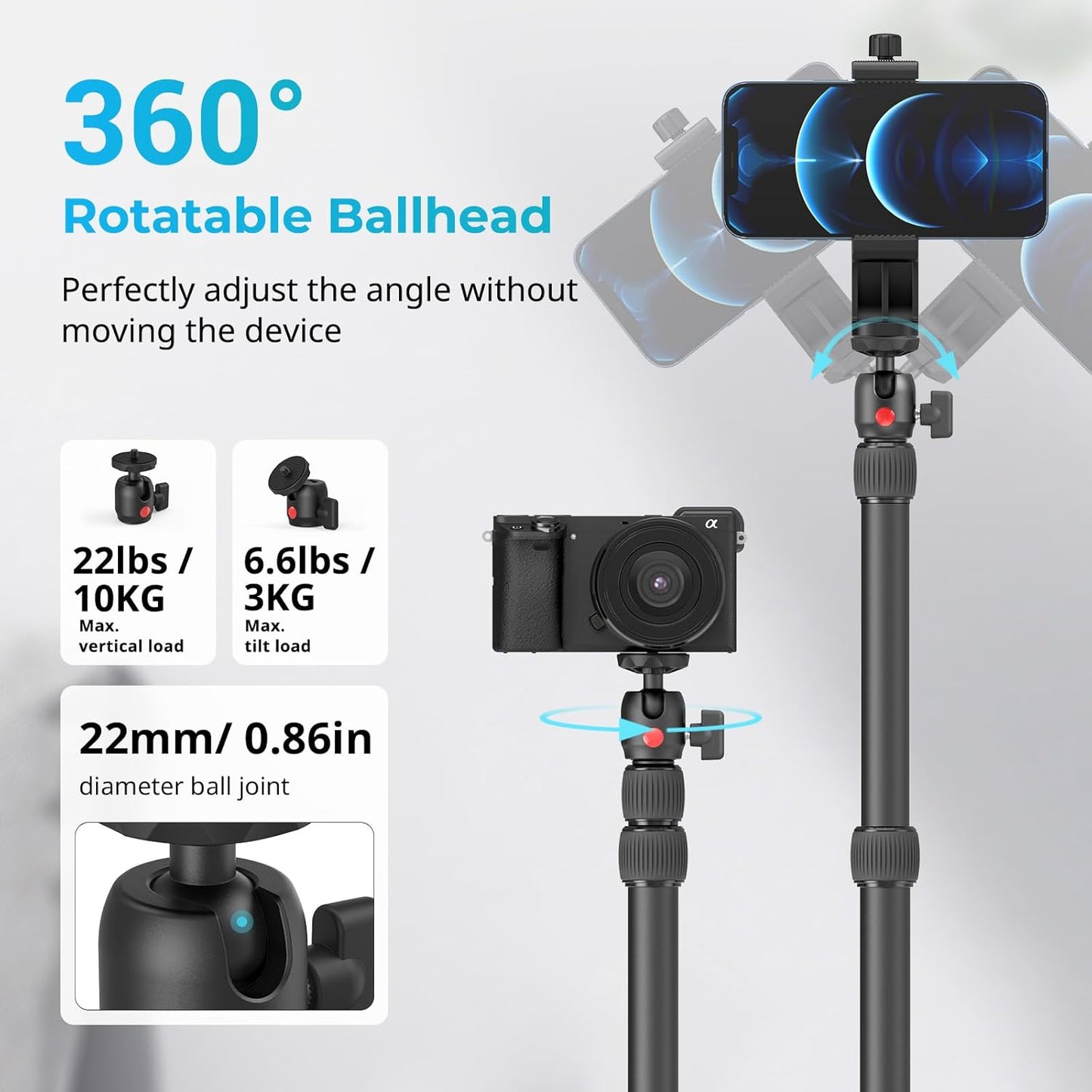 SMALLRIG 15"-35" Camera Desk Mount C Stand, Adjustable Desk Tripod Light Stand, Tabletop C Clamp for Webcam, DSLR