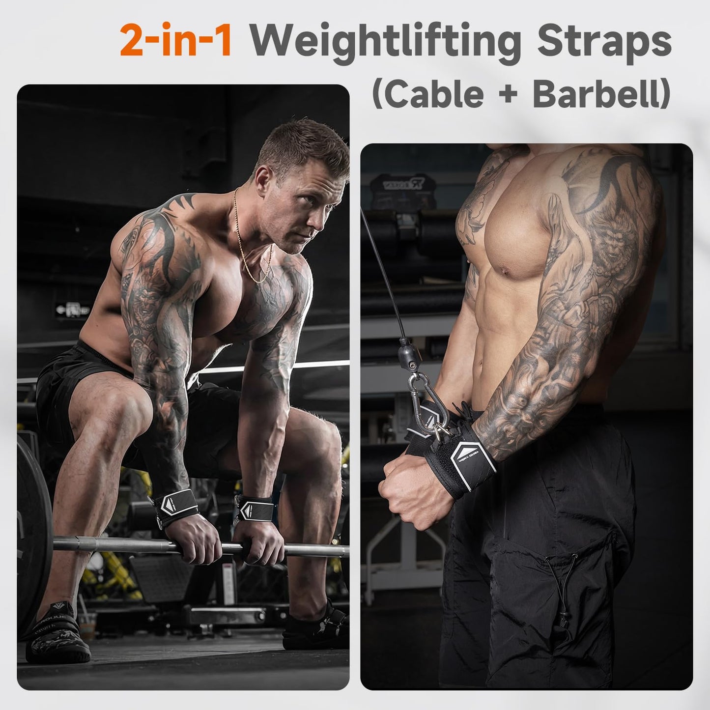 MOST GRIP Non-Slip Gym Wrist Sraps for Weightlifting, Double Rubber Weight Lifting Straps with D Rings for Cable Machine Workout, Wrist Wraps with Cushion Wrist Loop for Men Women Deadlift
