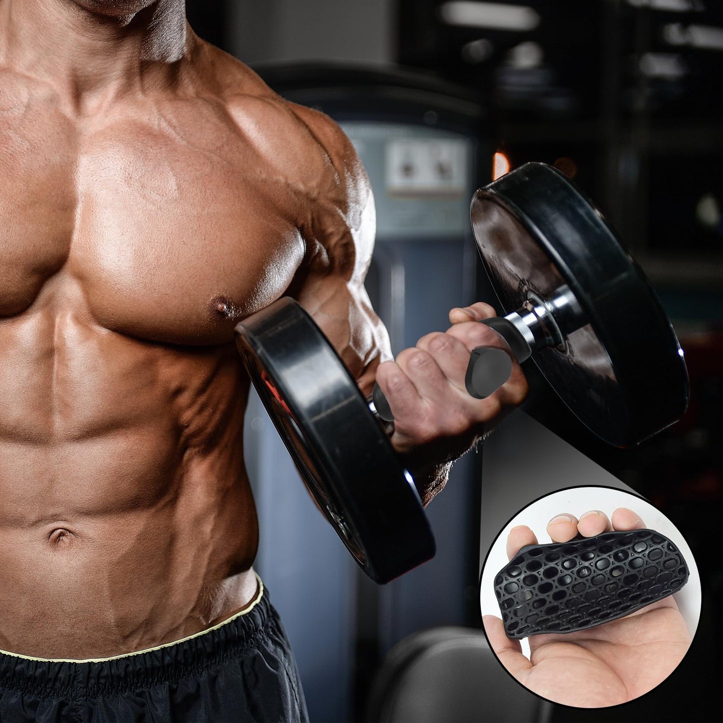 Krotour Rubber Gym Grips for Weights Training, Ergonomic Workout Grip for Weight Lifting Men Women Hand Protector Gym Gloves, Weight Lifting Grips for Bodybuilding, Deadlifts