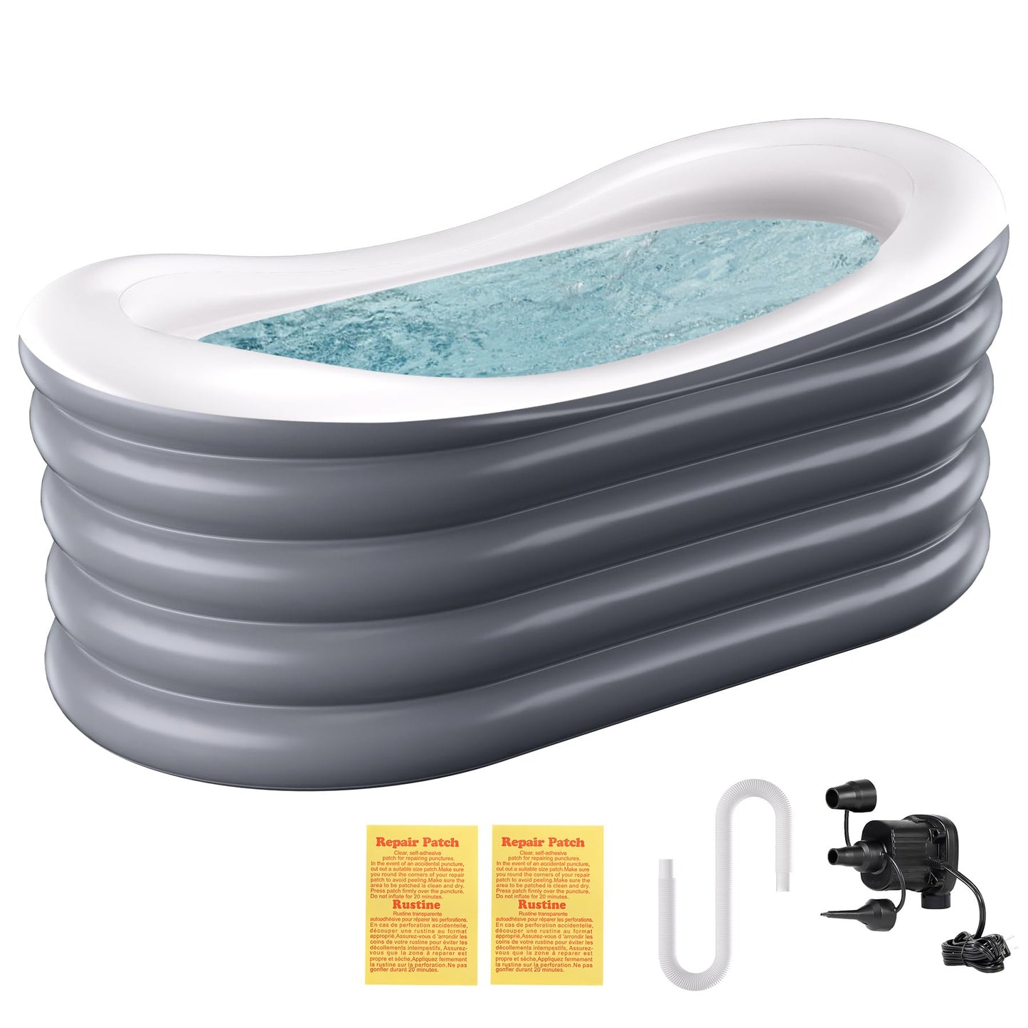 BINYUAN Inflatable Bathtub for Adults - Portable Collapsible Spa Tub with Electric Pump, Hot & Ice Bath Design, Foldable for 1-2 People, Durable PVC - Easy Inflate/Quick Drain