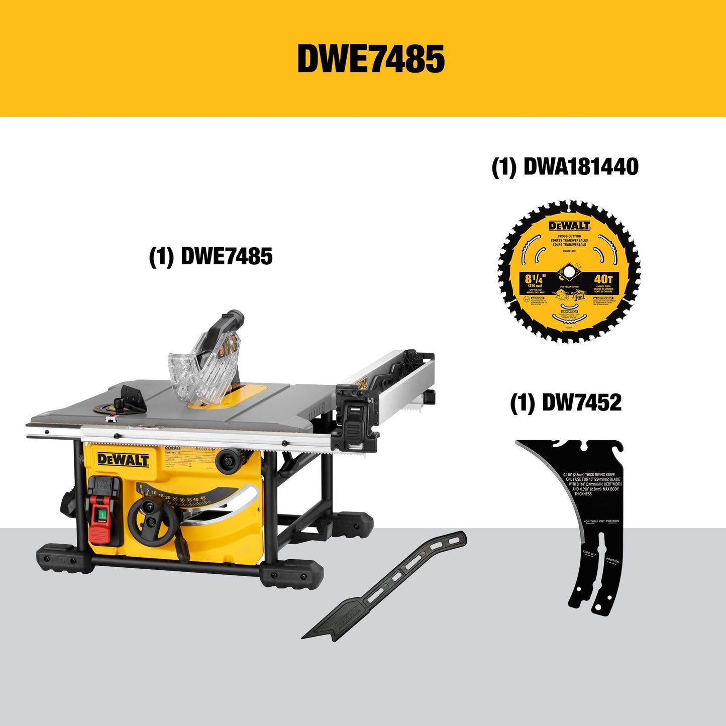 DEWALT 15 Amp 8-1/4 in. Compact Portable Jobsite Table Saw (DWE7485)