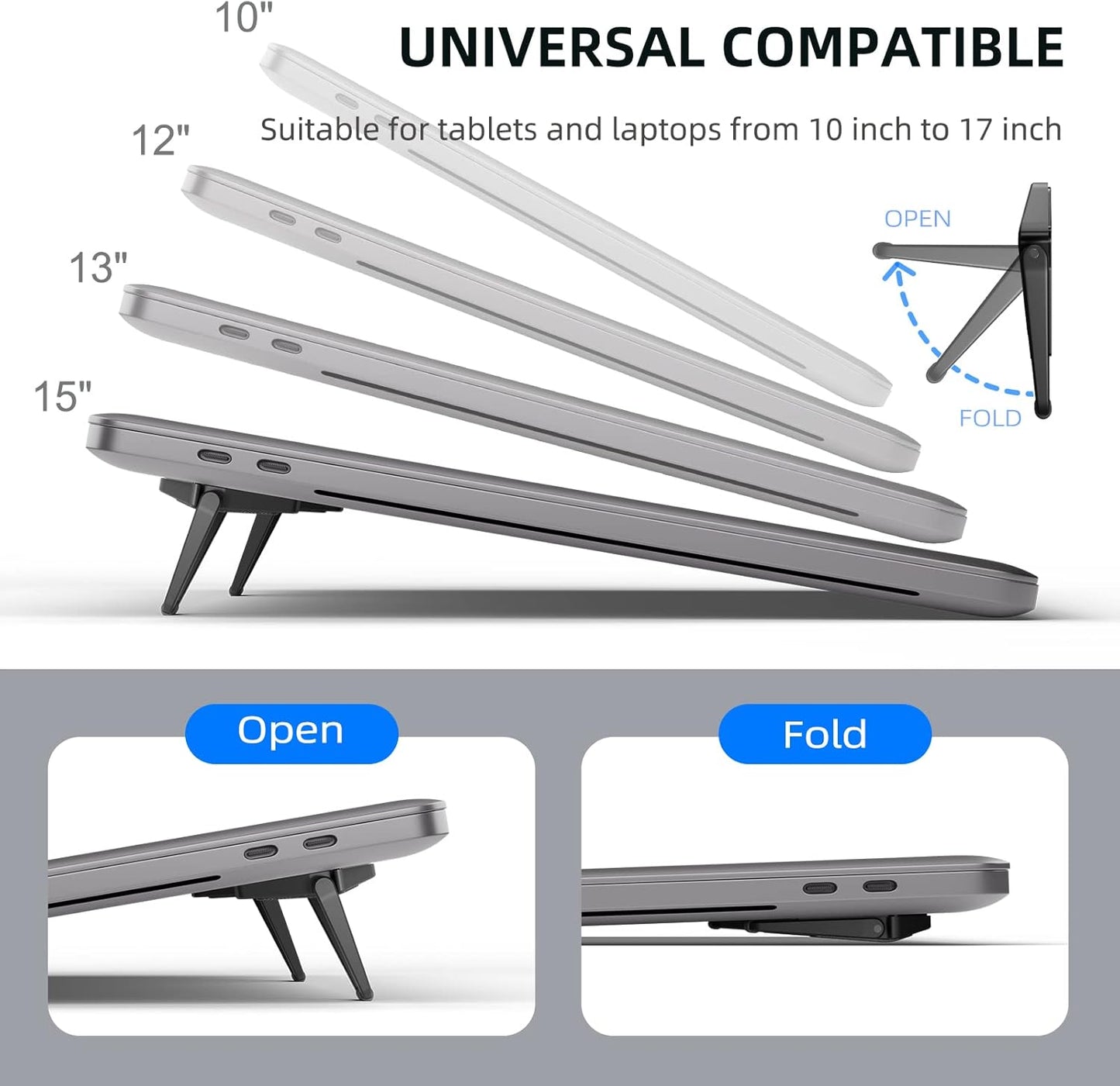 ZELMINE 10-15.6 Inches Laptop Stand for Desk, Portable Anti-Slip Keyboard Riser, Zinc Alloy Keyboard Stands, Computer