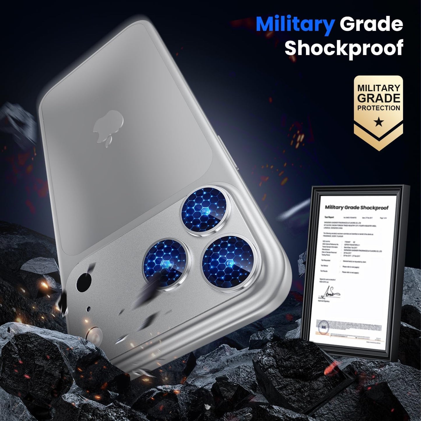17 WSKEN for iPhone Pro Max Camera Lens Protector, [Military Grade Shatterproof] [Strong Adhesion] Metal Aluminum Alloy