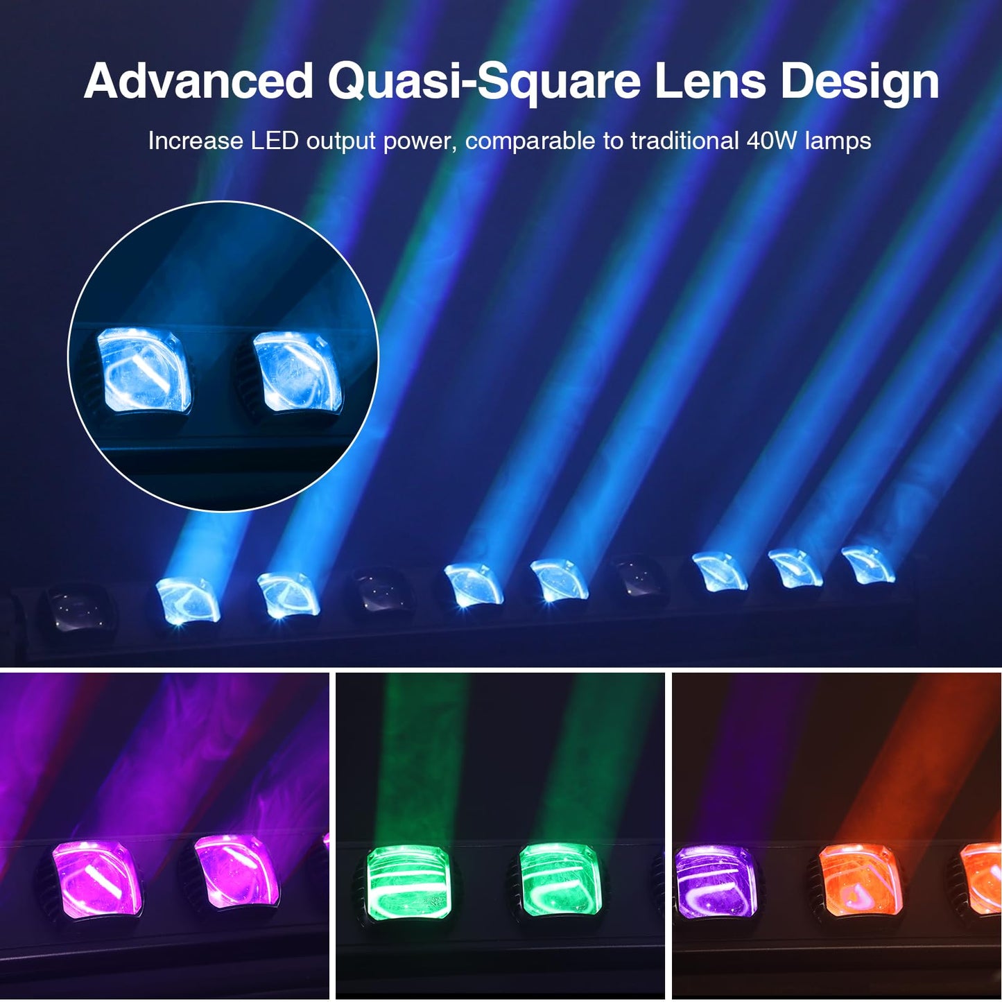 Betopper 10x15w RGBW Moving Beam LED Light Bar,10 Eye Stage Light Strobe Beam Like Spider RGBW 4IN1 DMX 512 & Sound Activated DJ Lighting for Theater KTV Club Ball Disco Event L1015(1)