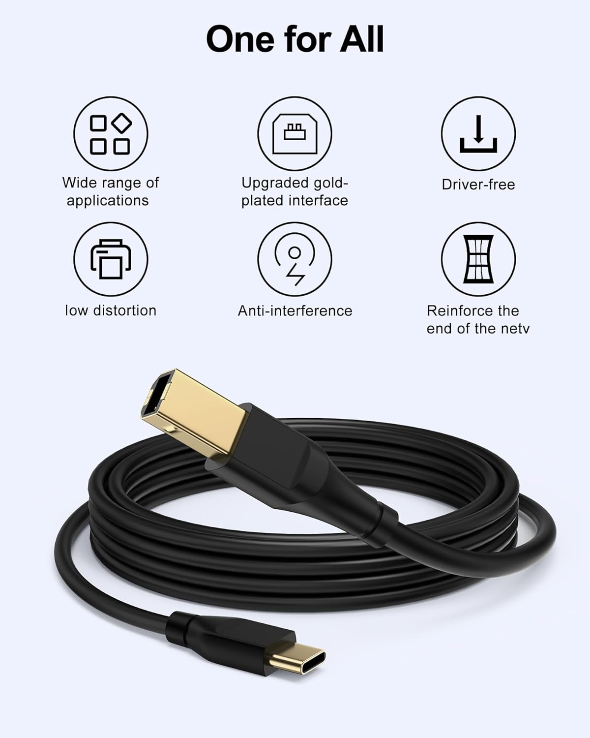 3ft, 6 Printer Cable Scanner USB C to USB B Cable for Epson, HP, Canon, Midi, Ethernet Print to Computer/Laptop/Pc-USB