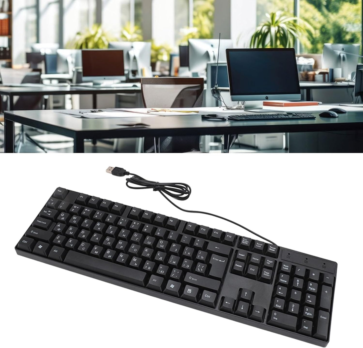 BTSEURY K1800 104 4.9ft USB Wired Gaming Keyboard Keys, Minority Language, Cable, Ergonomic Design for Office