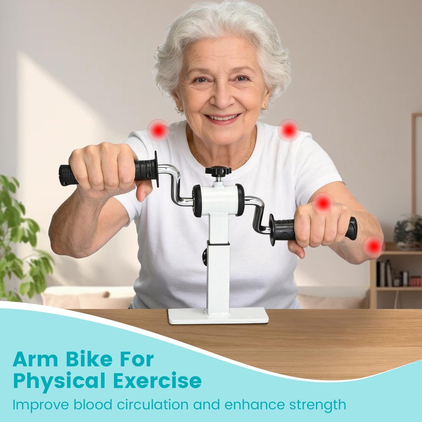 Arm Bike for Physical Therapy with Anti Slip, Desktop Clamp Design, Adjustable Resistance Exerciser for Arm and Shoulder Workout, Suitable for Tabletops 0.4-1.95 in Thick