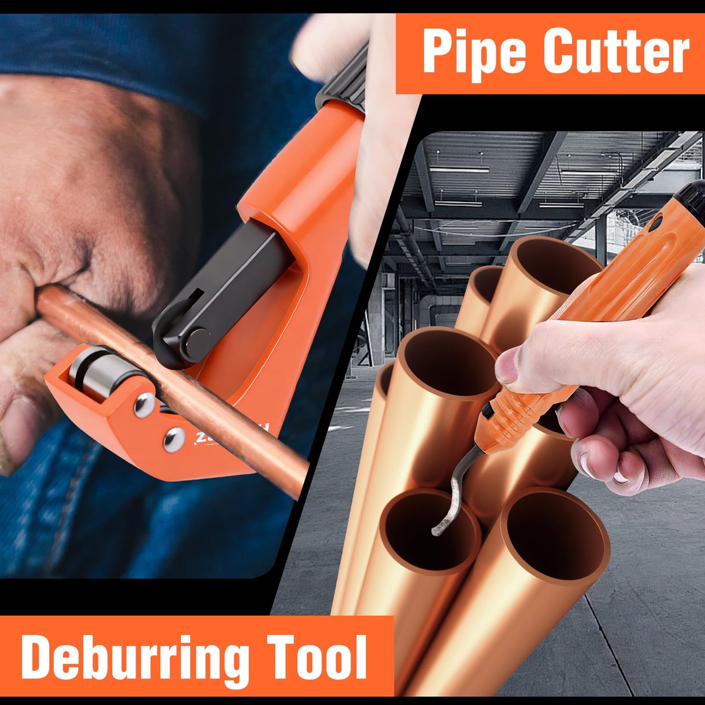 HZLZRZ Copper Pipe and F877 Stainless PEX Crimper Tool, 6-Die Pro Press Kit for 1/2" 3/4" 1" with Pipe Cutter, Dual-Use Handheld Crimping Tool for Plumbing (MCT-1632A)