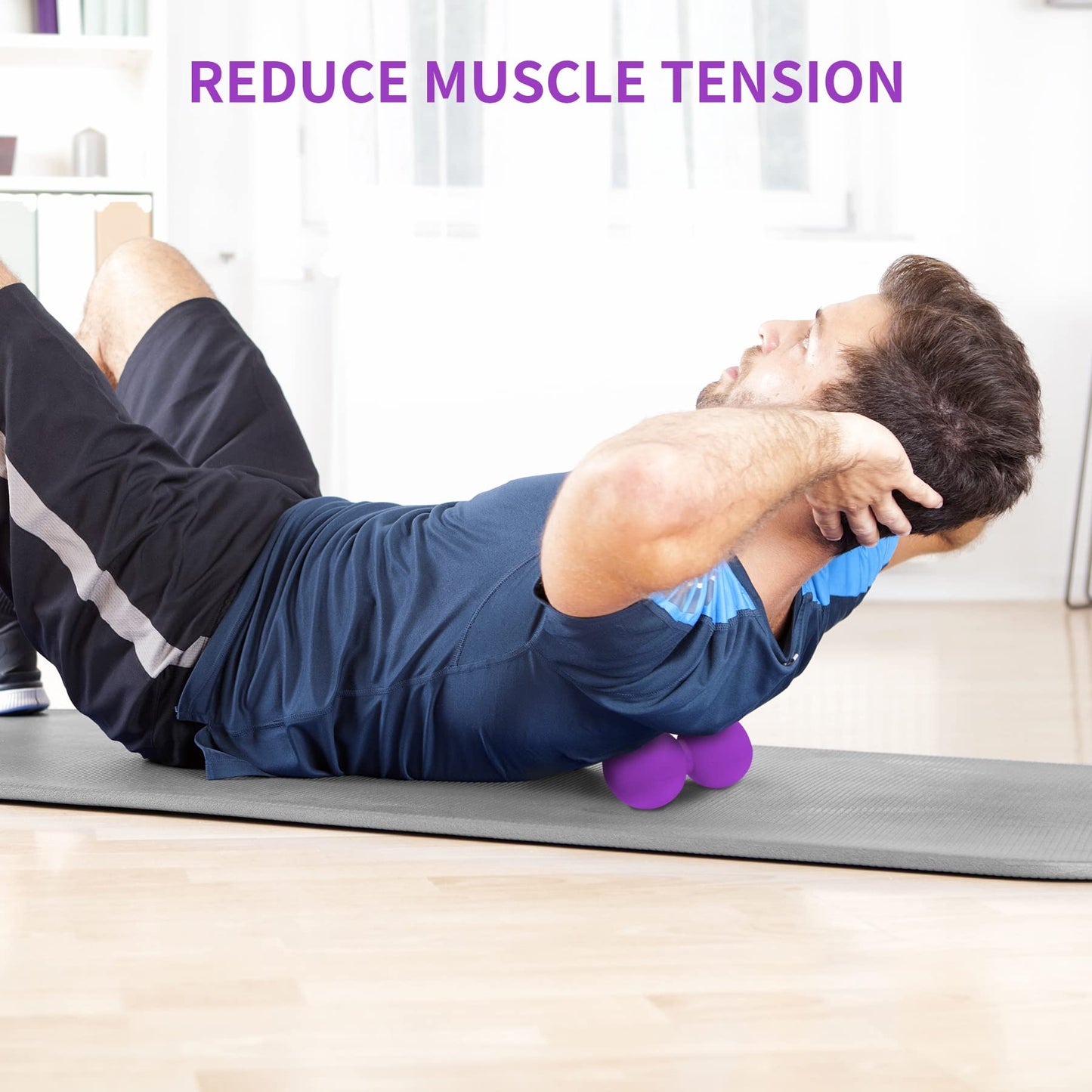 5BILLION FITNESS Peanut Massage Ball,Double Lacrosse Ball and Mobility Massage Ball for Physical Therapy - Deep Tissue Massage Tool for Myofascial Release, Muscle Relaxer, Acupoint Massage (Purple)