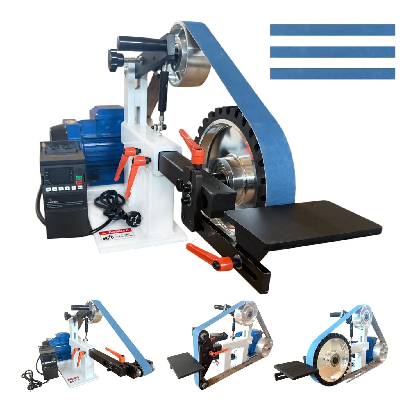 Belt Grinder Sander with VFD，2x72-inch 1500W 2HP Variable Speed Control Belt Sander with 3 Sets Grinding Tools and 3 Zirconia corundum Sanding Belts for Metalworking, Knife Making
