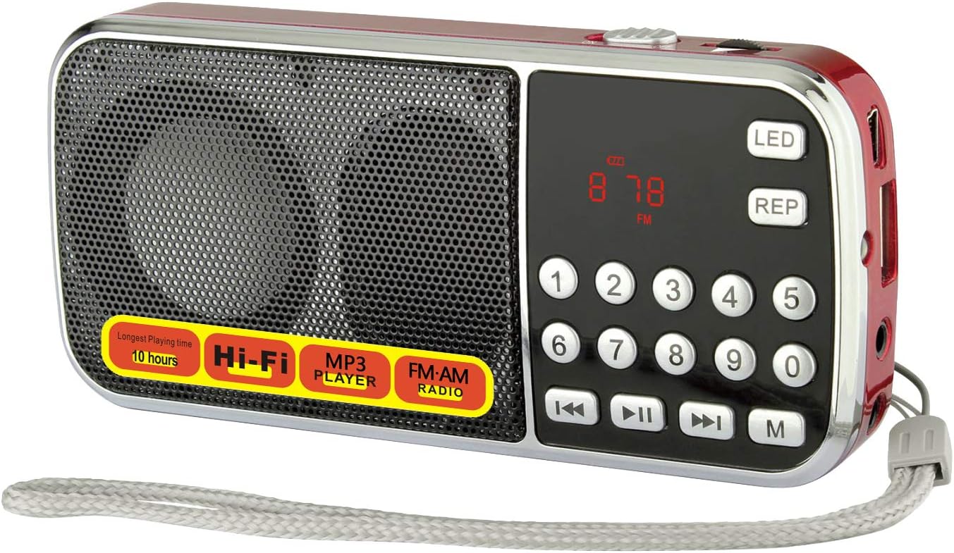 Mfine (088 Portable Mini USB FM Radio Speaker Music Player Micro SD/TF Card For PC iPod Phone Red)