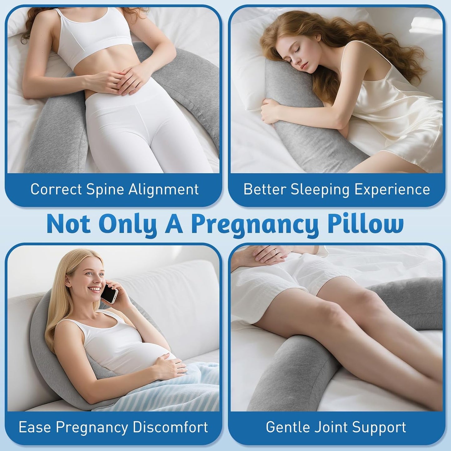 SweetSlubr C-Shaped Pregnancy Pillow - Adjustable Firmness for Full Body Support | 47.2’’ x 9.8’’