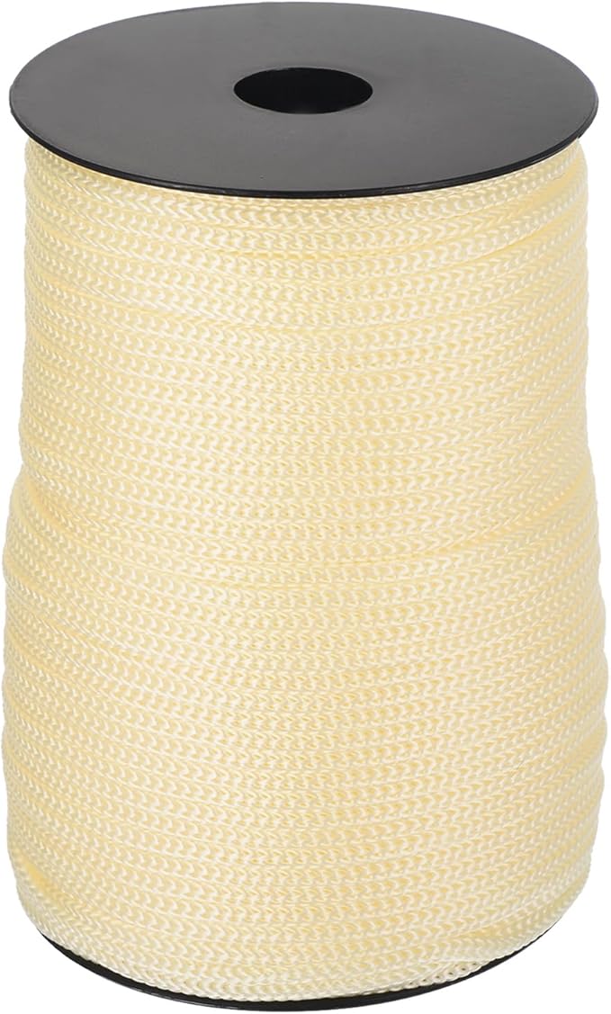 MECCANIXITY 5/32 Inch Polypropylene Rope Braided Ropes, 328ft Camping Rope Hollow Utility Cord for Clothesline, Hiking, Outdoor, Creamy White