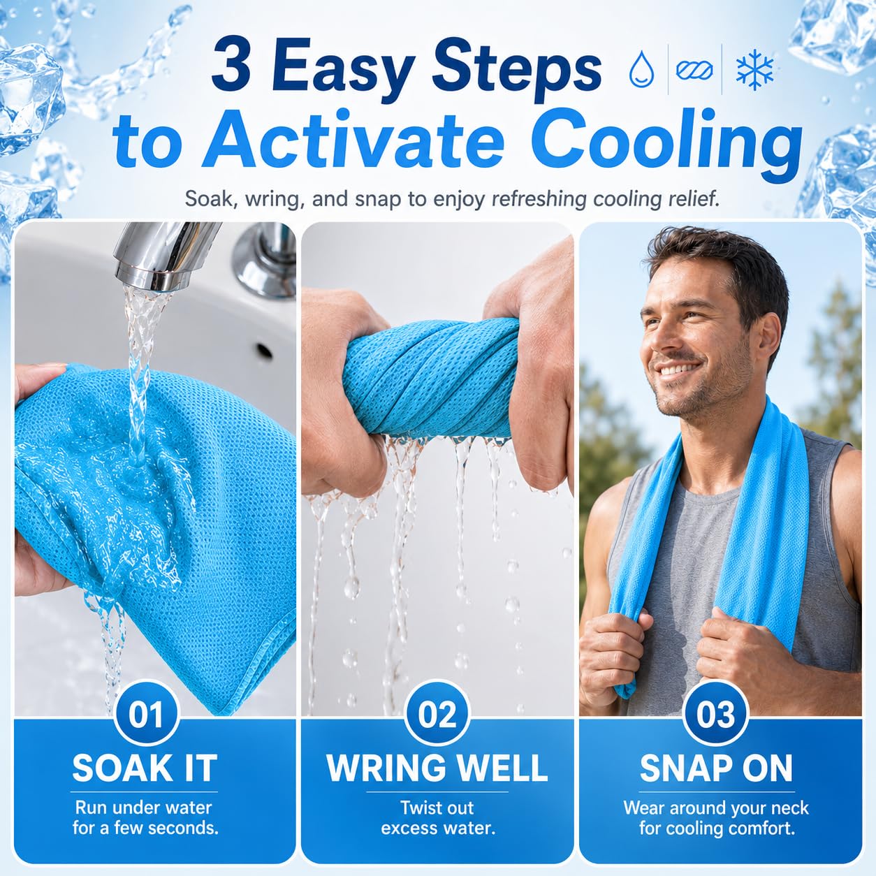 Cooling Towels 43.3" x 15.7" - Ice Towel, Sweat Towel, Cooling Towels for Neck & Face & Cooling Neck Wraps for Summer Heat - Neck Cooler for Quick Cool Down for Gym, Running, Golf, Yoga & Sports