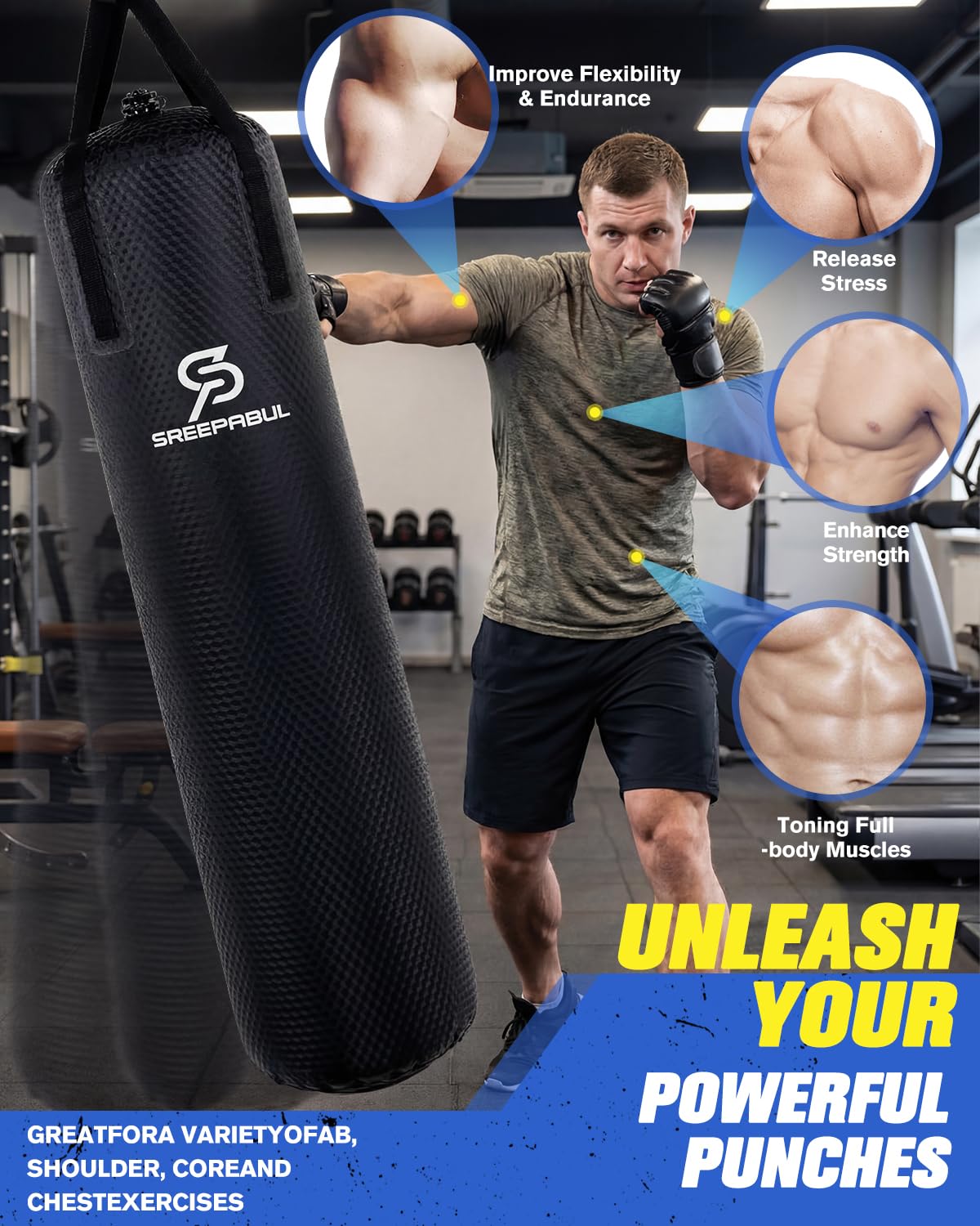 SAEEPABUL Water Punching Bag 4FT Heavy Bag for Boxing - Adjustable Weight (60 to 120 lbs) with Anti-Leak Design, Heavy-Duty Aqua Training Bag for Adults