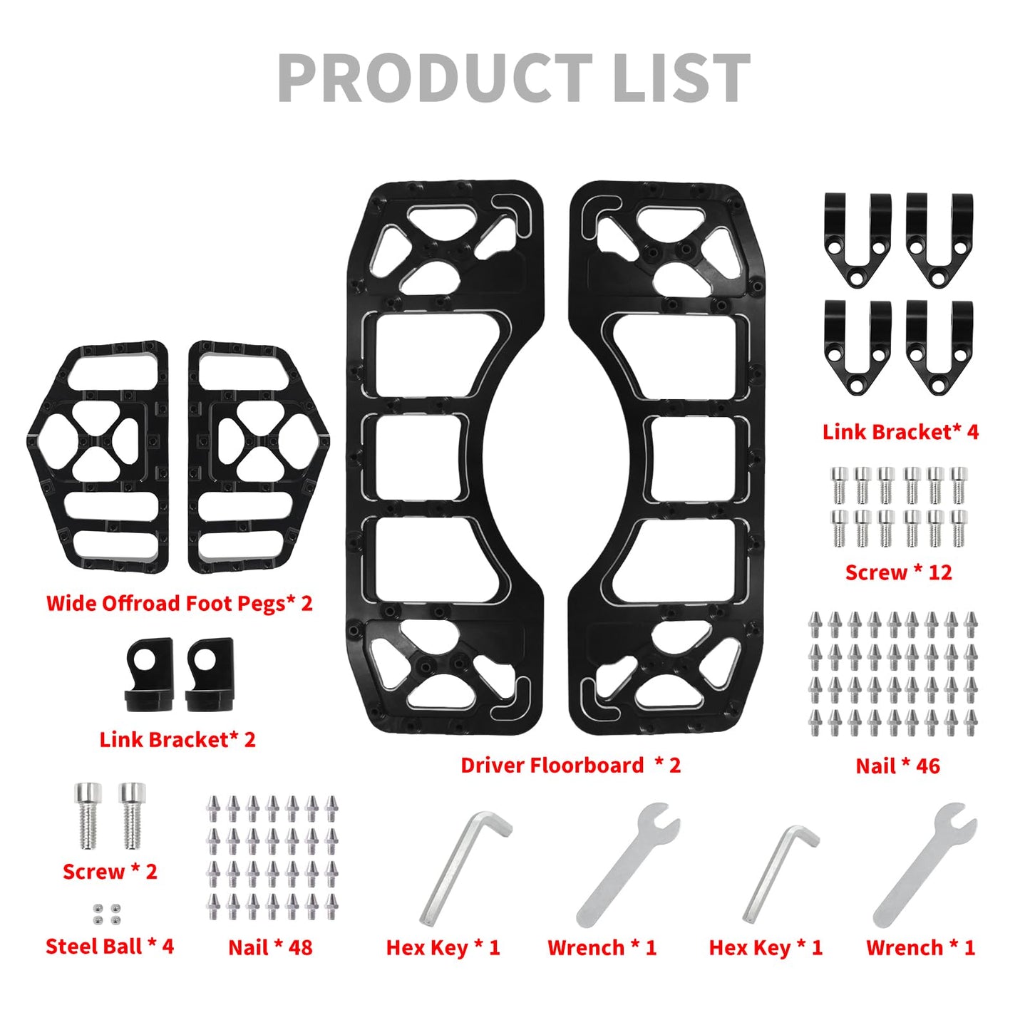 HDBUBALUS Motorcycle Footboards Driver Passenger Floorboards CNC Wide Footpegs Set Chopper Bobber Foot Pegs Board Pedal Fit for Harley Touring Softail Road Glide Dyna FLD 2 Pairs