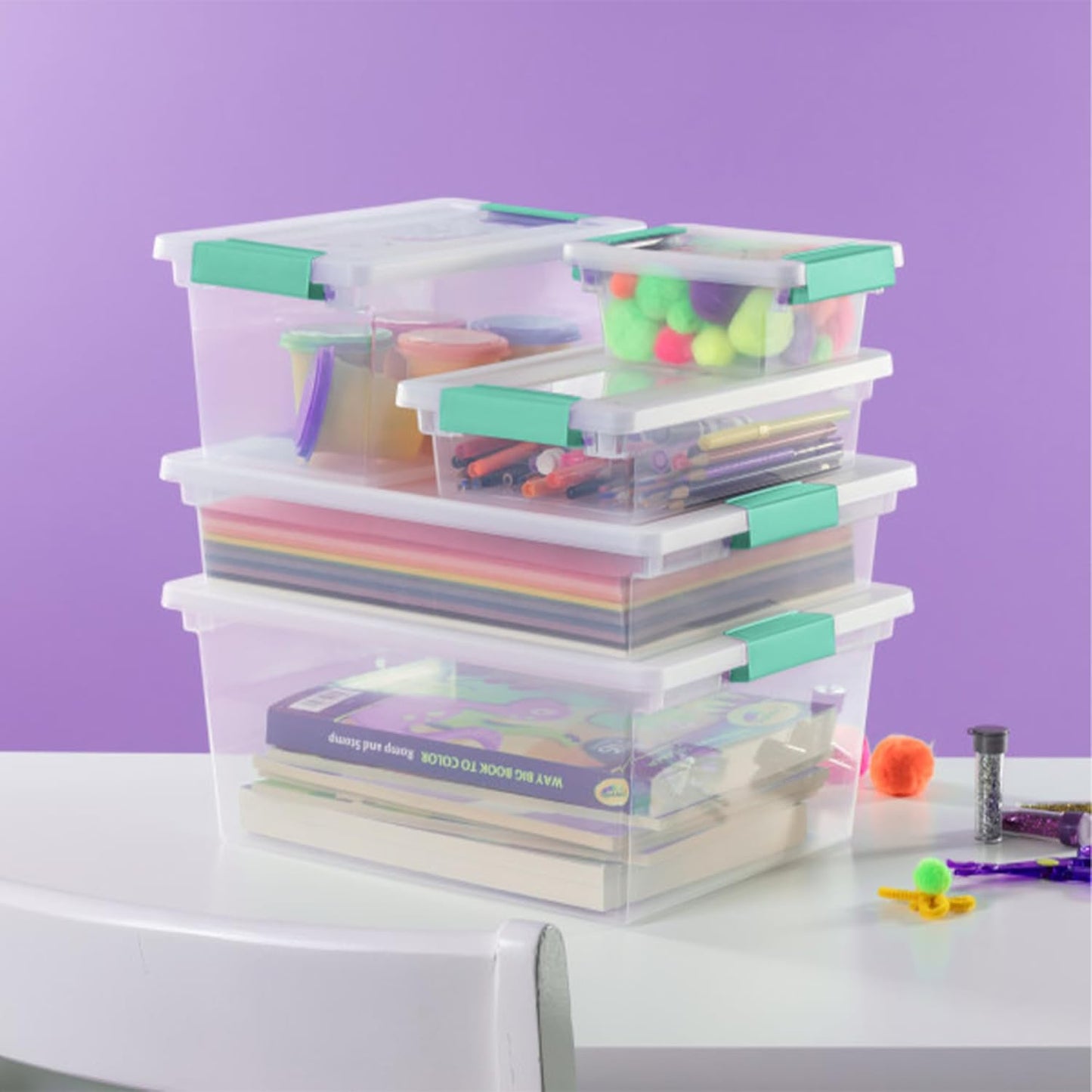 Sterilite Clip Box - Stackable Small Storage Bin with Latching Lid for Office & Crafts | Clear, 1-Pack