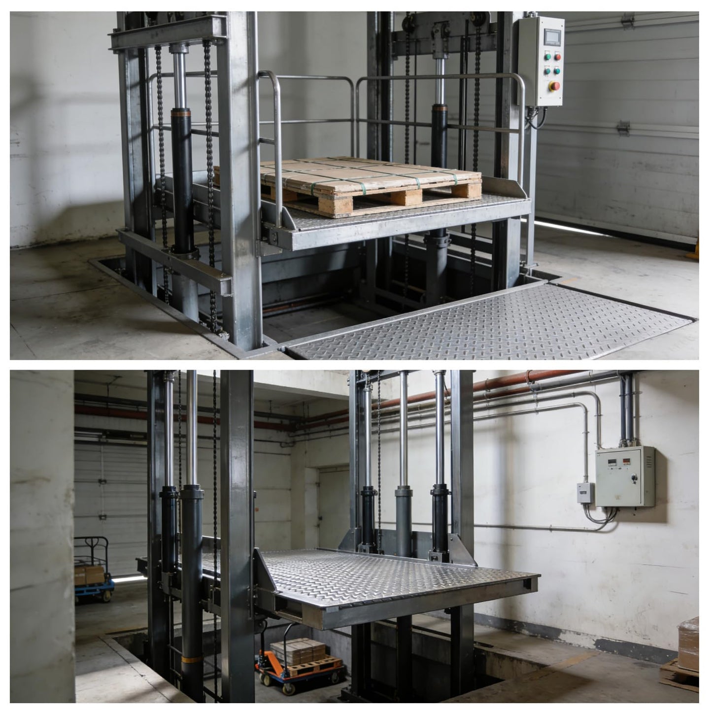 JIN YANG HU 1Ton/2200Lbs Load Electric Lift Platform Table,9.8FT Lifting Height Hydraulic Lifting Rail Hoist,Wall Mounted Factory Warehouse Home Space Dedicated Freight Elevator