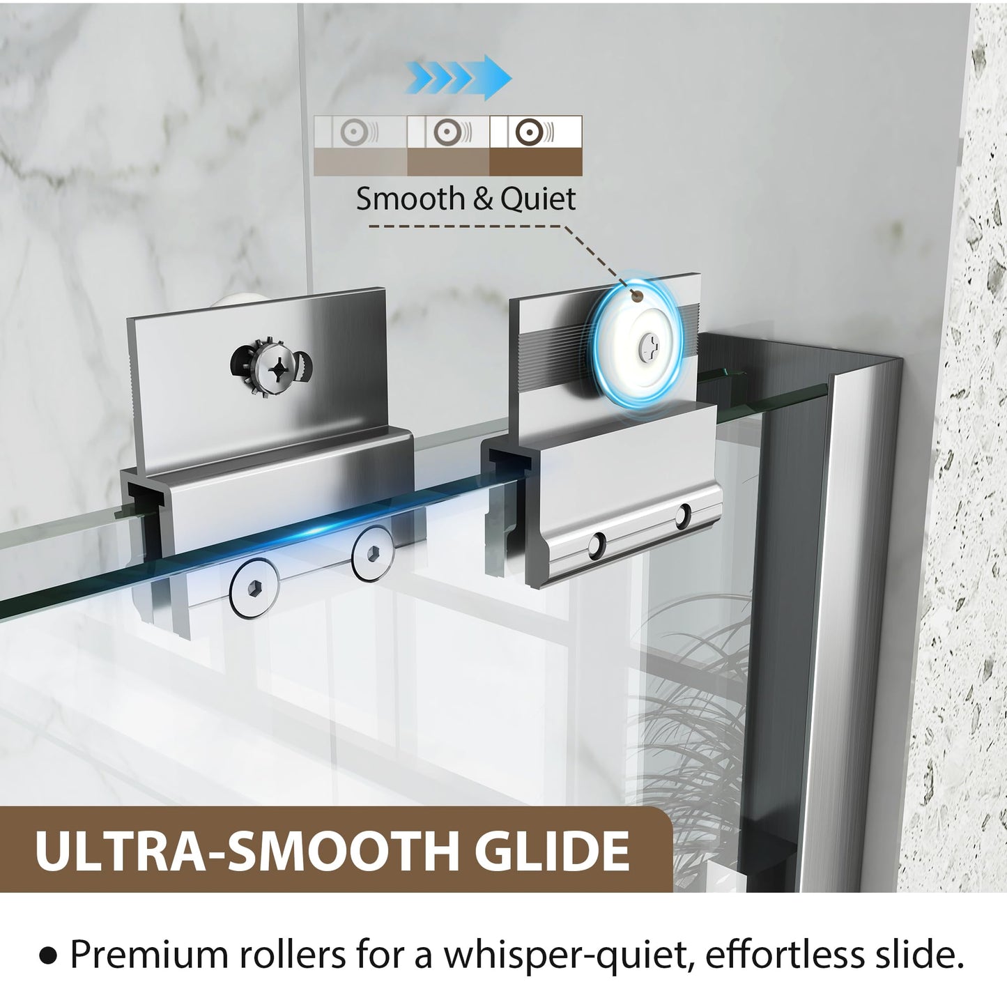 Double Sliding Shower Door 61-66" W x 72" H,Semi-Frameless Glass Shower Door with Nano Explosion-Proof Safety Film, 1/4"(6mm) Tempered Glass,Easy-Clean Bypass Walk-in Shower Door,Brushed Nickel
