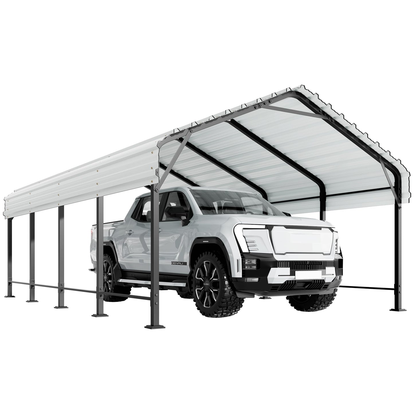 Shintenchi 12x20 FT Metal Carport, Oversized Carport Garage with Enhanced Base, Outdoor Galvanized Car Shelter, Heavy Duty Carports Canopy, for Car, Boats and Tractors, White