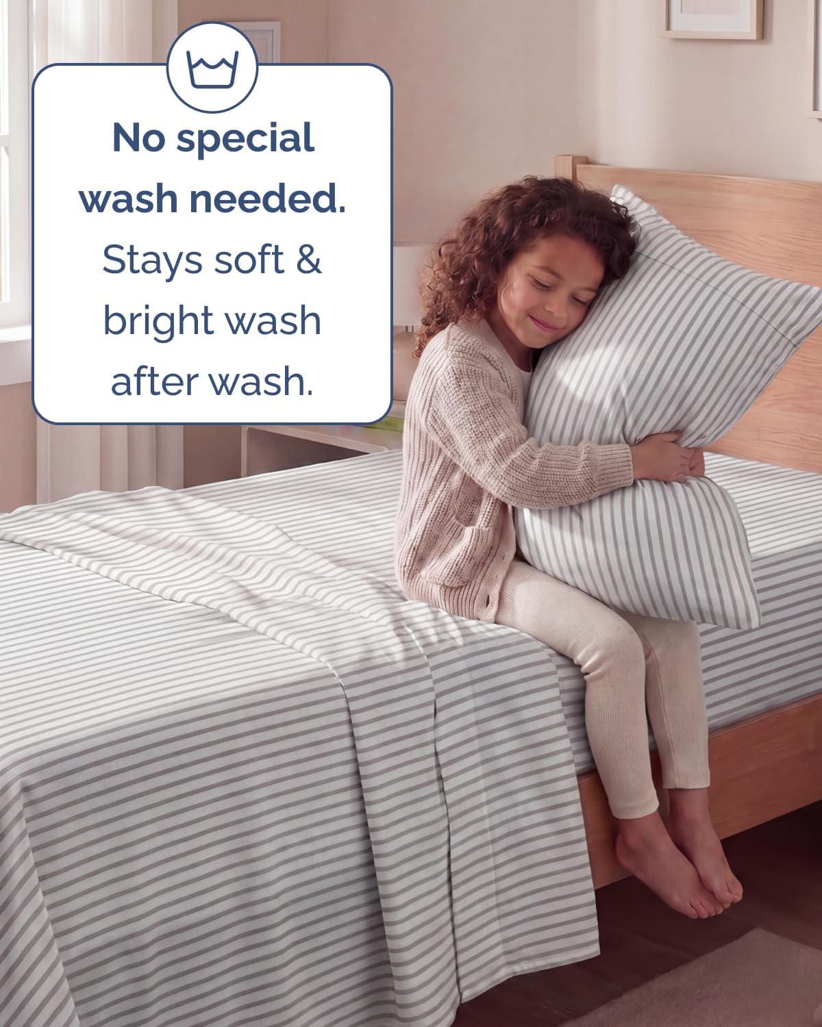 Skiennix Twin Size Sheet Set - Comfy, Breathable & Cooling Bedding - Luxury Hotel Quality - Grey Stripes