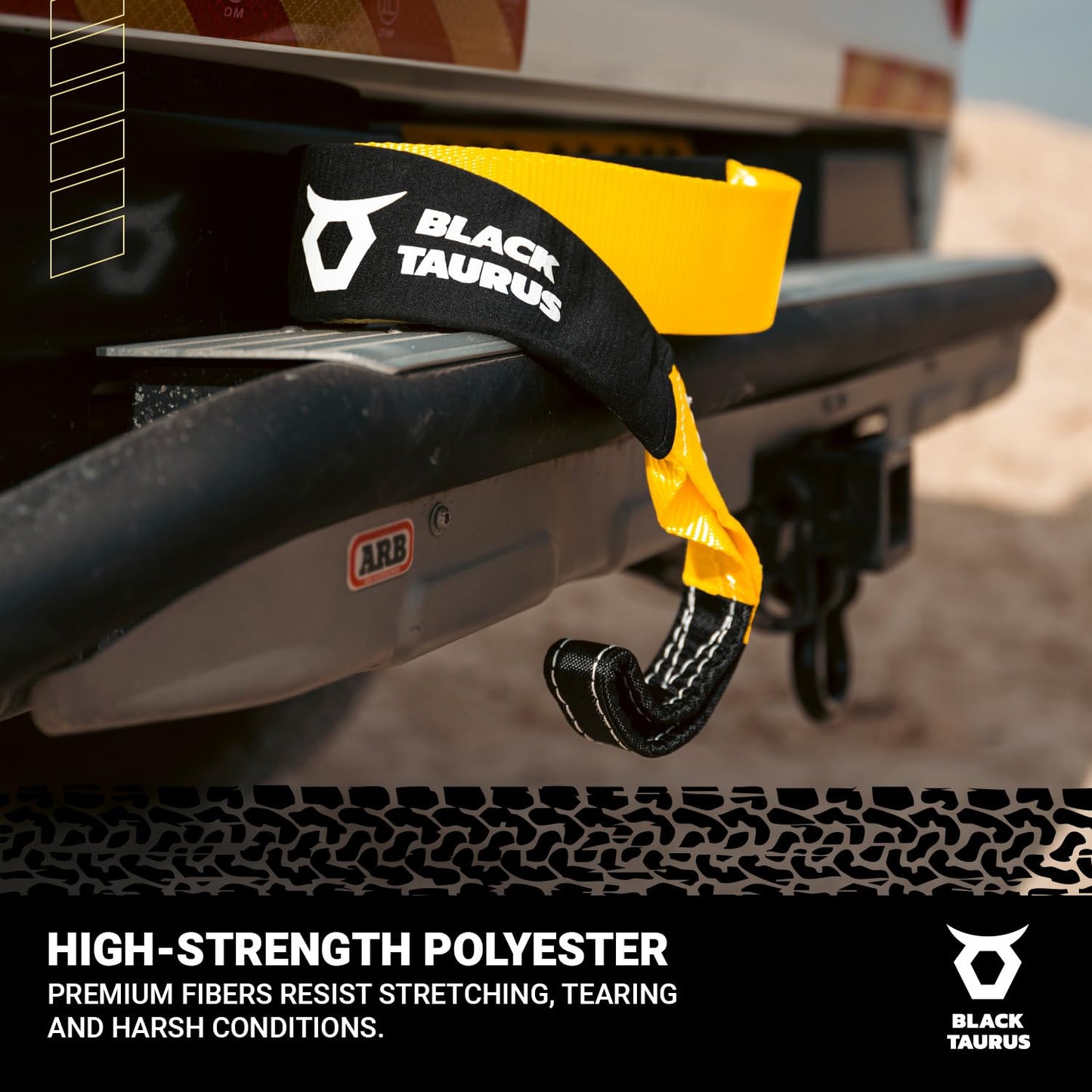 Black Taurus Complete Off-Road Recovery Kit – 2-3/8" 30' HD Snatch Strap 17,600lbs, 10' Equalizer Strap 13,200lbs, Steel D-Shackles, 30,000lbs HMPE Soft Shackle, Gloves & Storage Bag Recovery Gear