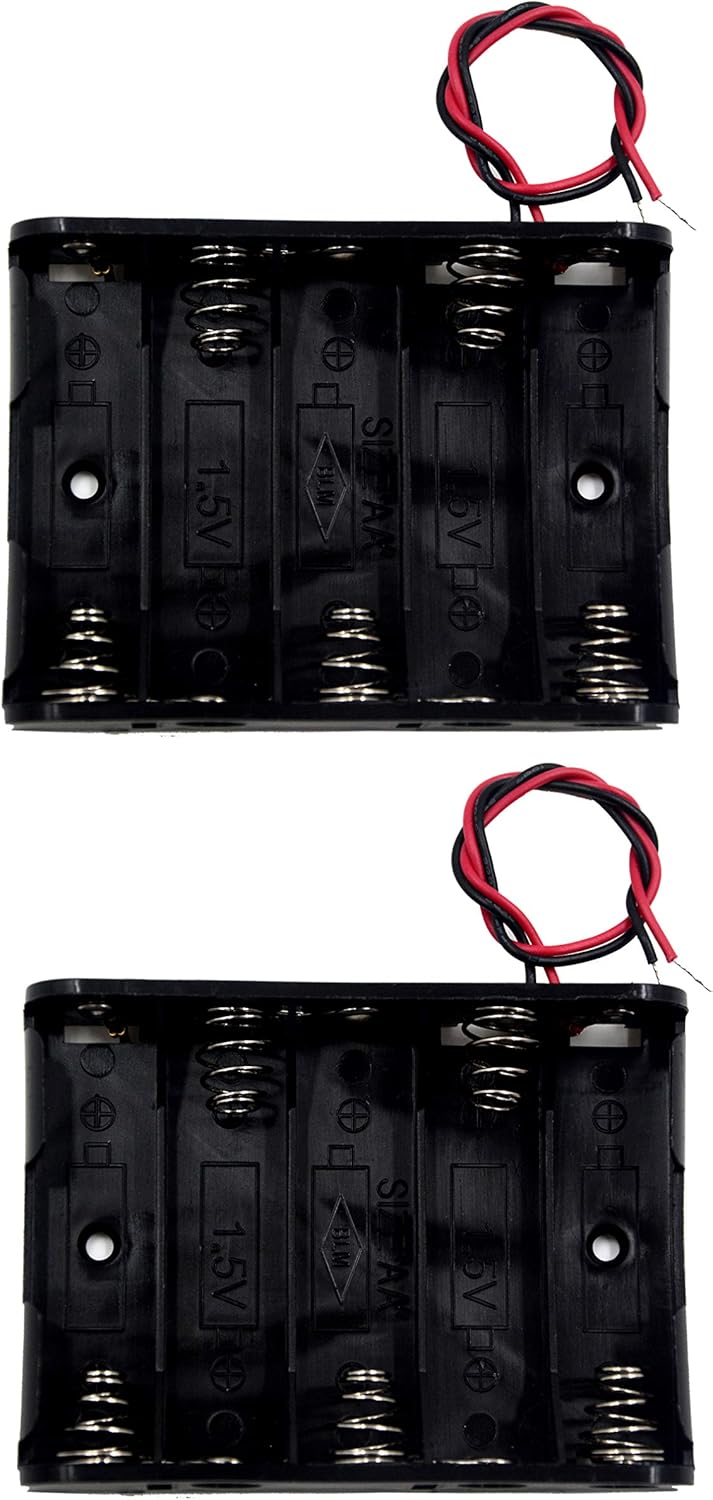 LampVPath (Pack 2 5 5 of AA Battery Holder with Leads, AA Battery Holder with Wires