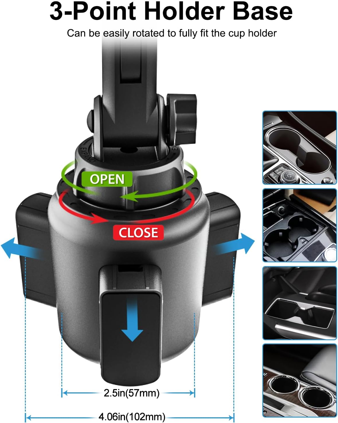 woleyi 360 4-13" Cup Holder Car Tablet Mount, iPad Mount Holder for Car/Truck, Rotation Adjustable Universal Tablet